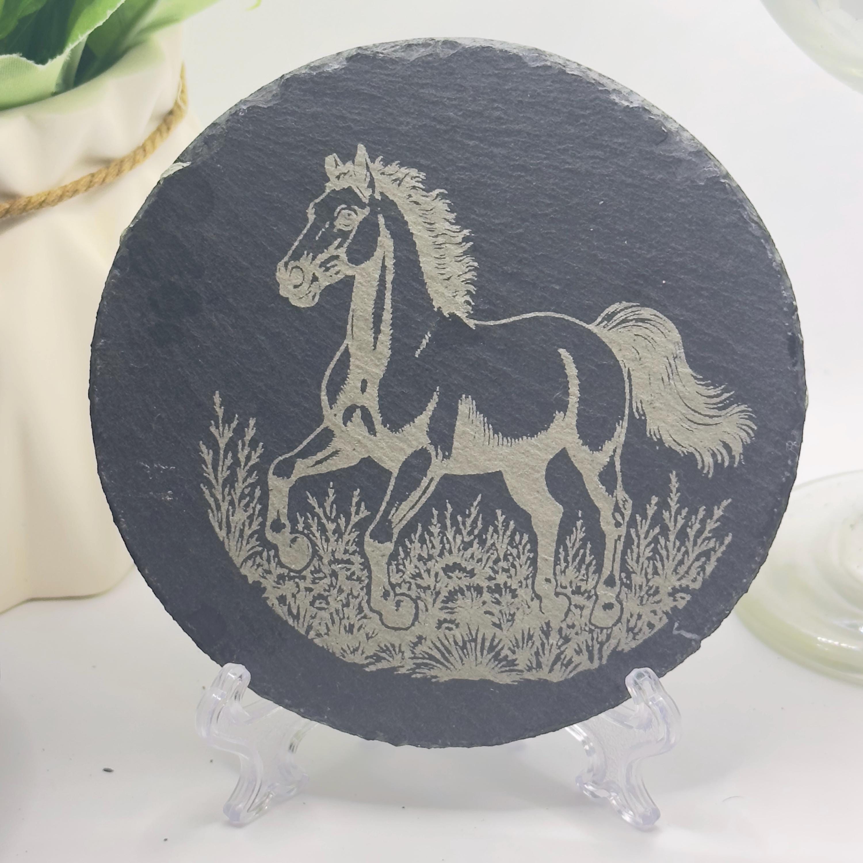 Pheasant Slate Coaster Engraved Natural Stone Epoxy Resin Finish