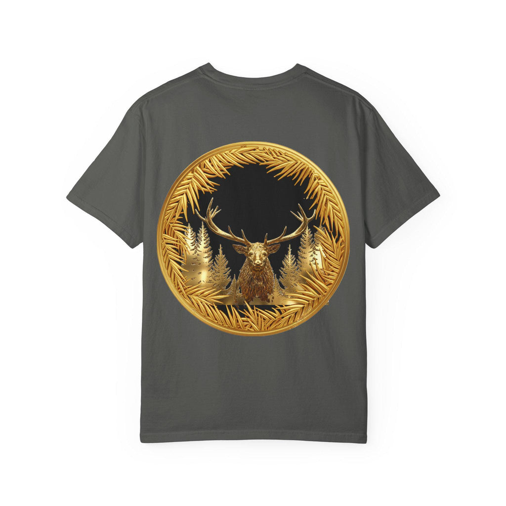 Red Deer Gold T-Shirt Majestic Stag Wildlife Design in Luxury Gold Print