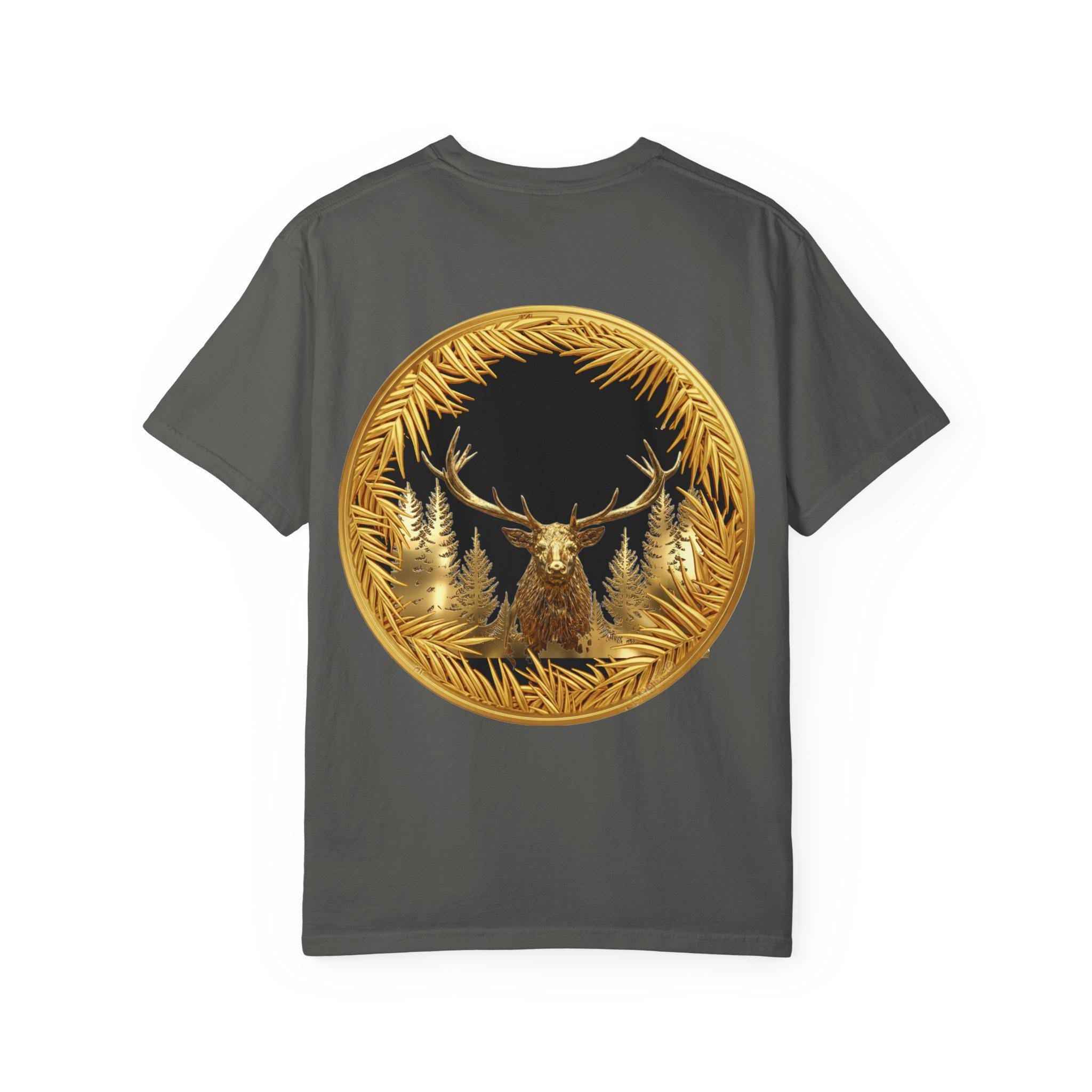 Red Deer Gold T-Shirt Majestic Stag Wildlife Design in Luxury Gold Print