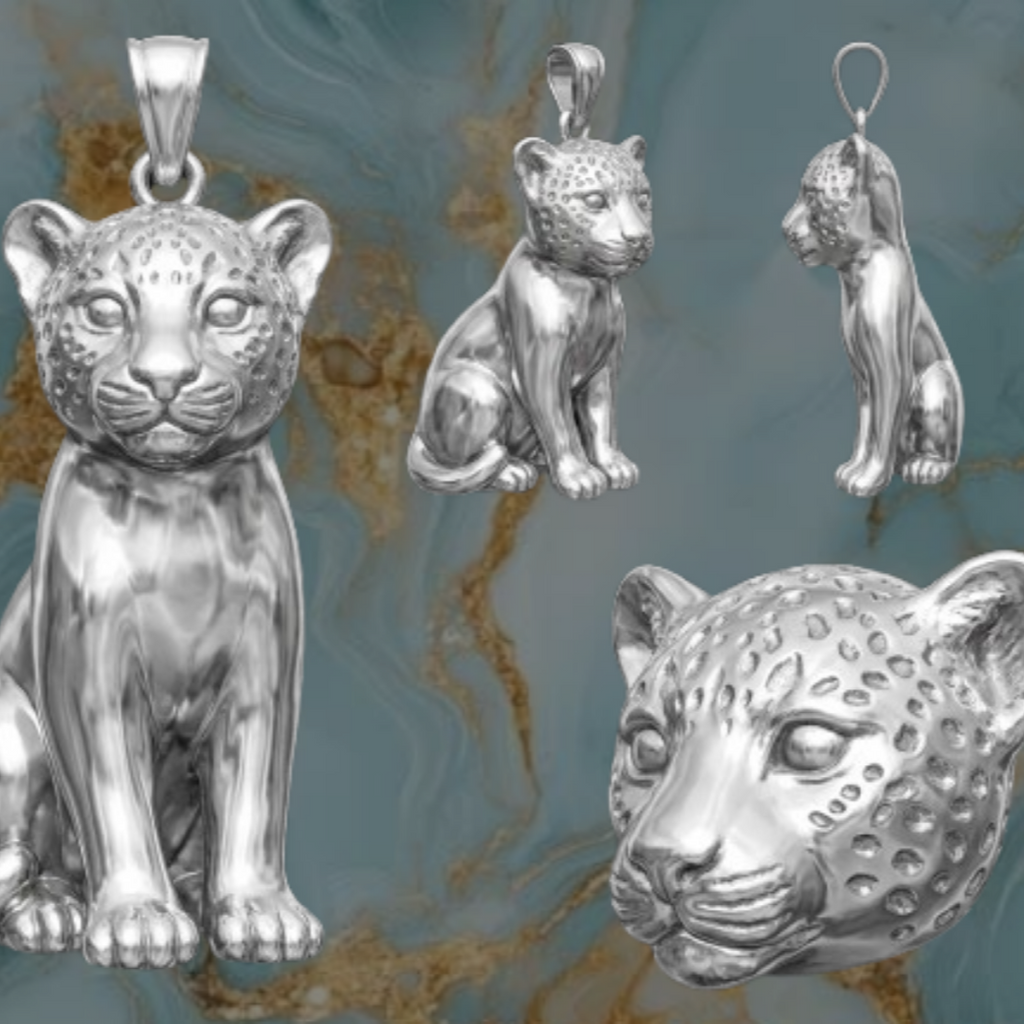 Leopard Cub Pendant – Sterling Silver or Brass – Detailed Wildlife Statement Jewelry