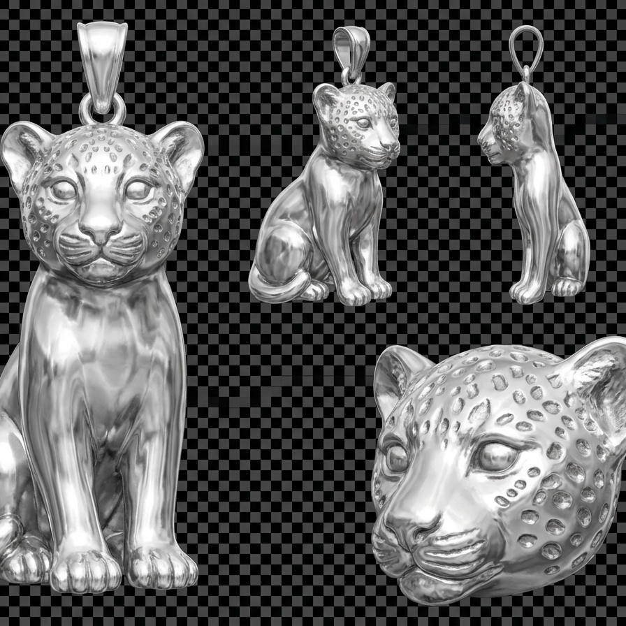 Leopard Cub Pendant – Gold, Silver & Brass Jewelry, Animal Charm, Gift for Wildlife and Jewelry Lovers