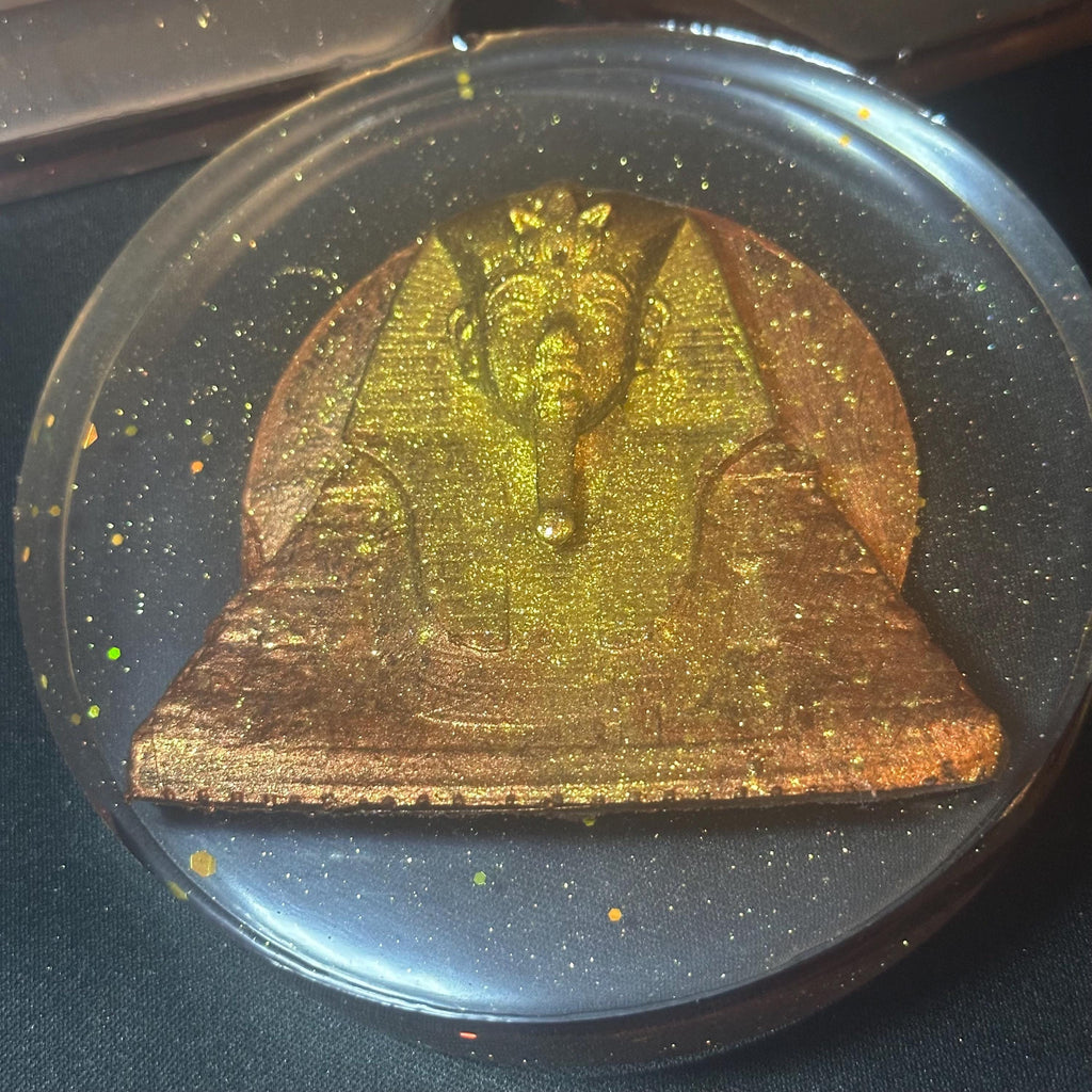 Tutankhamun Coasters | Gold Resin, Glow in the Dark | Handmade Egyptian Decor