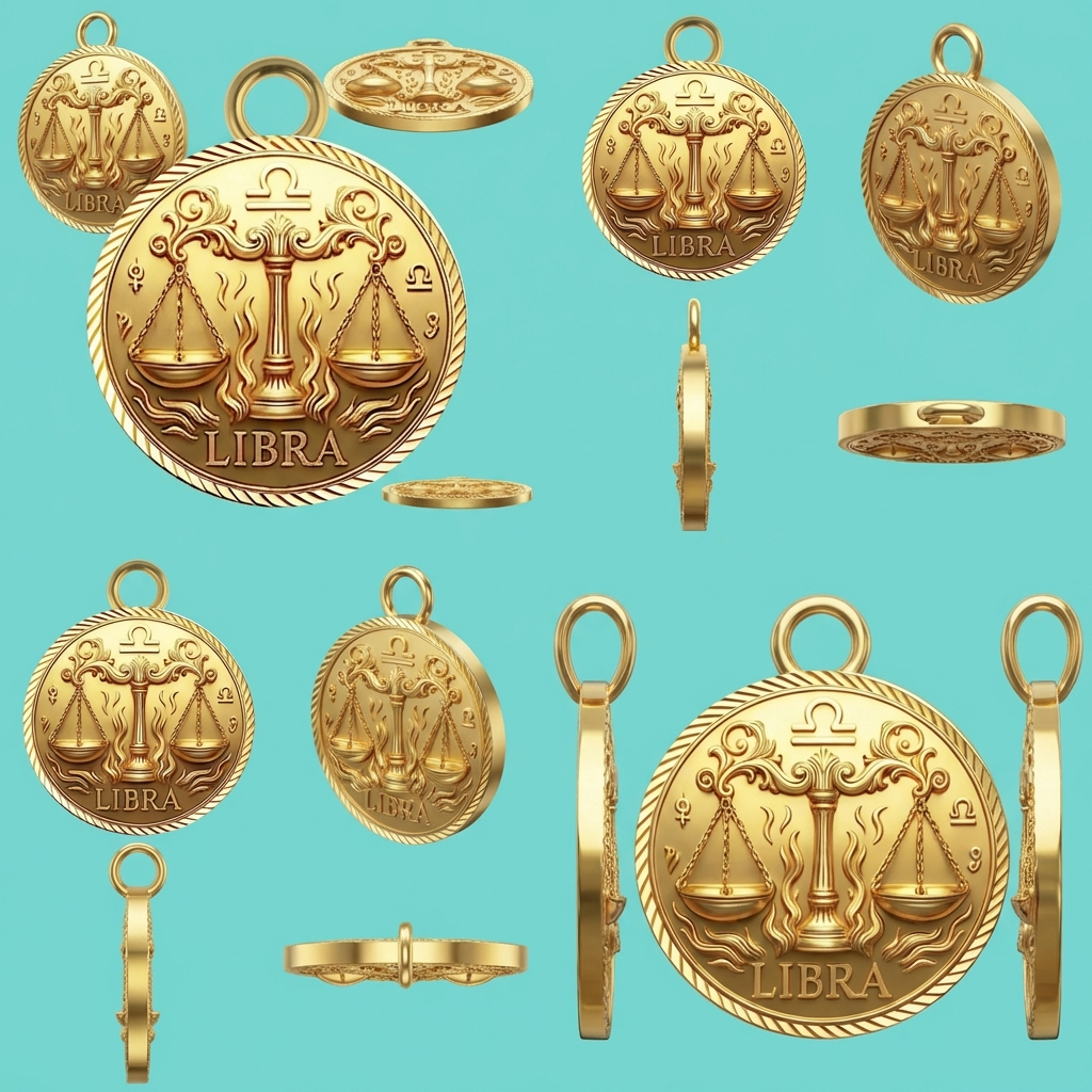 Libra Zodiac Necklace Pendant – Constellation Astrology Jewelry, 3D Printed Gold/Silver/Brass Pendant