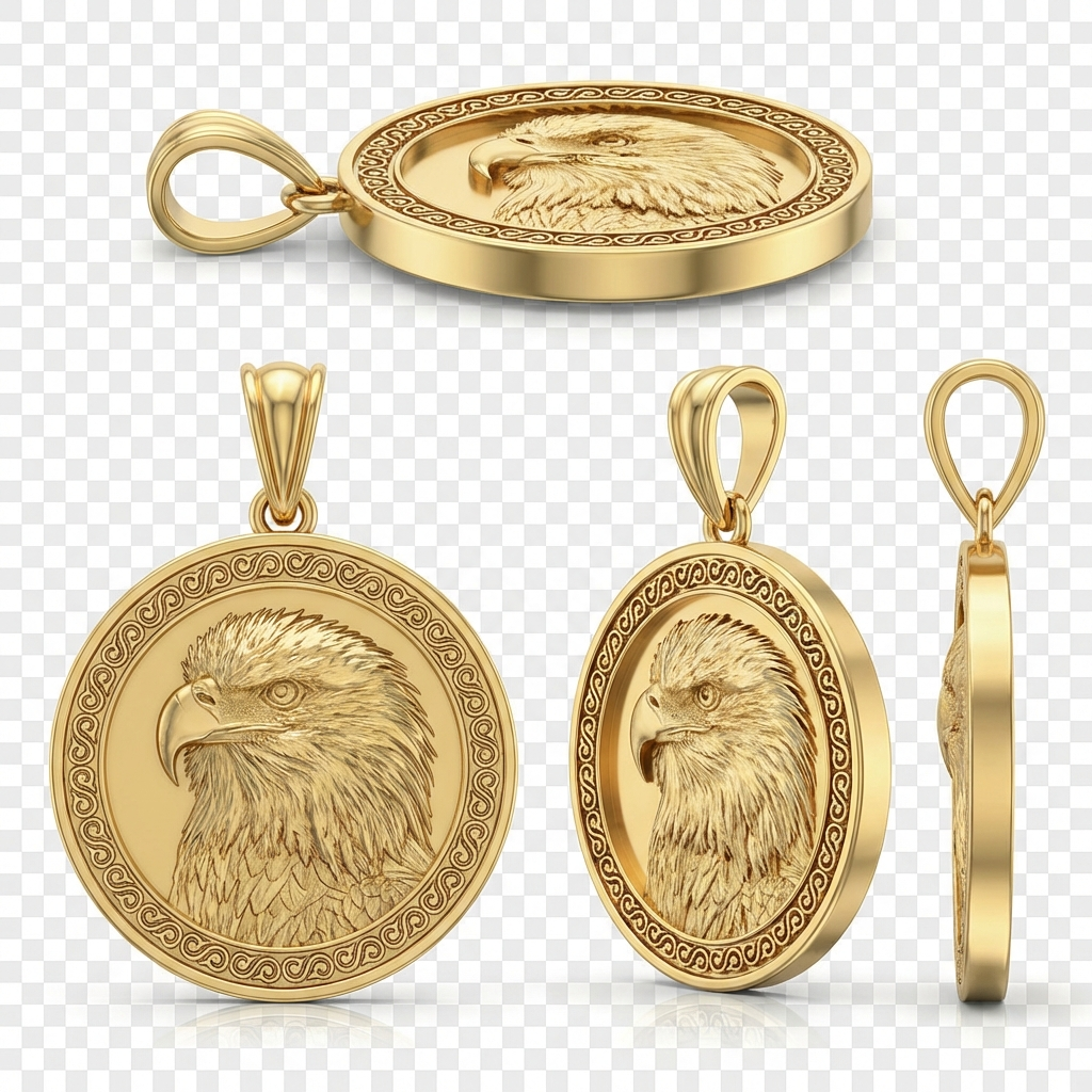 Golden Eagle Head Pendant Necklace in Gold or Sterling Silver – Majestic Bird of Prey Jewelry, Symbol of Strength & Freedom