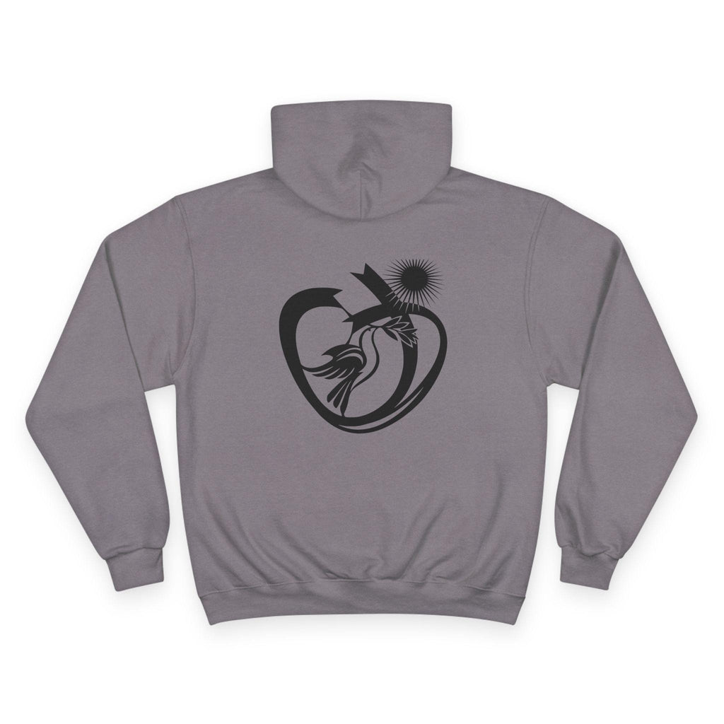 Abstract Heart Sunbird Hoodie | Minimal Monochrome Graphic