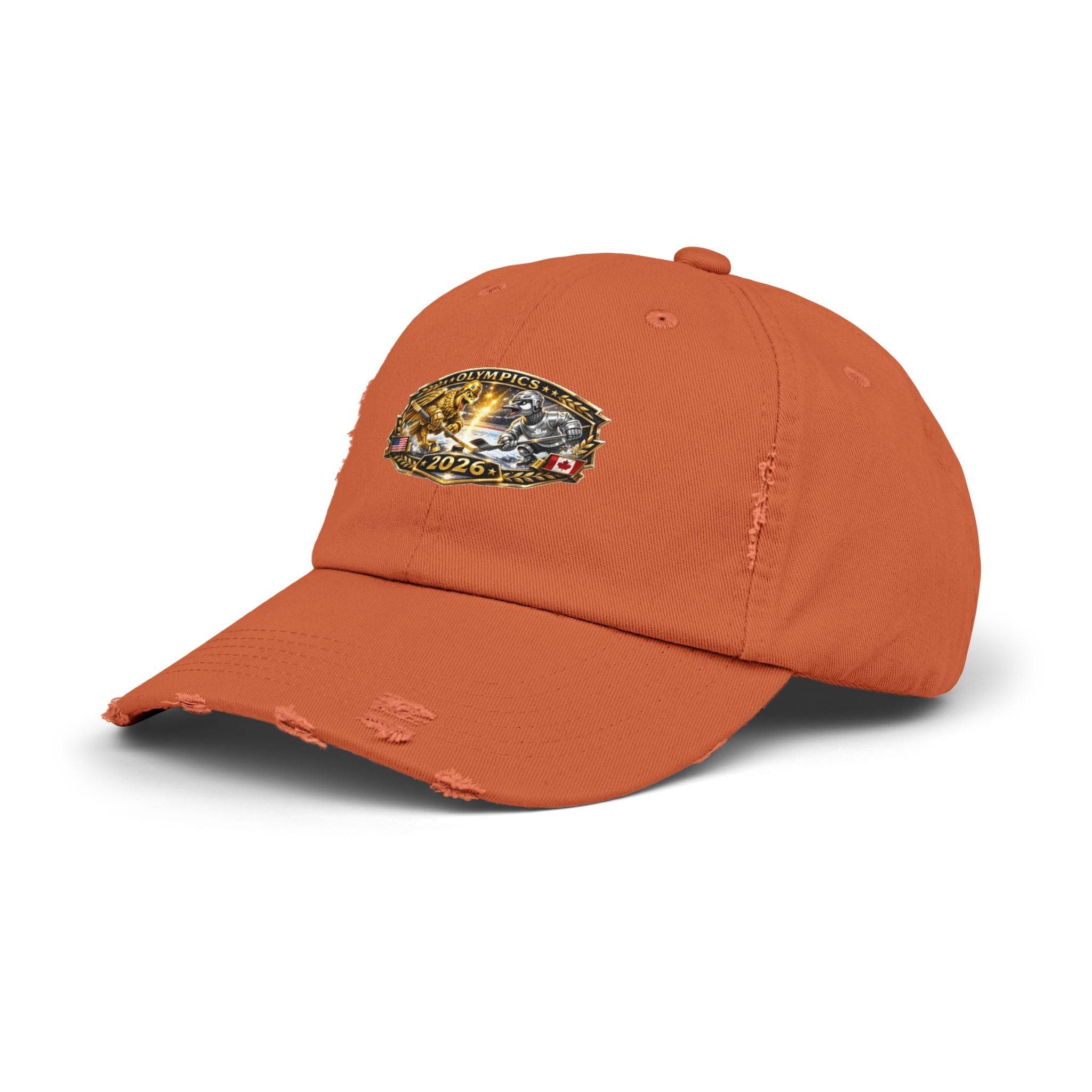 Distressed Baseball Cap — 2026 Olympic Crest Vintage Patch