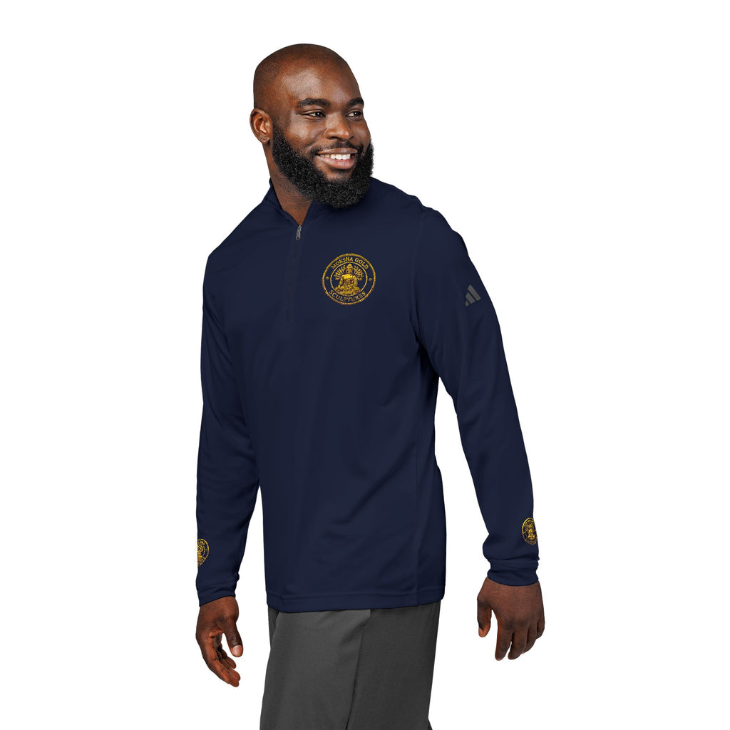 Embroidered adidas Quarter-Zip Pullover — White Performance Jacket with Crest