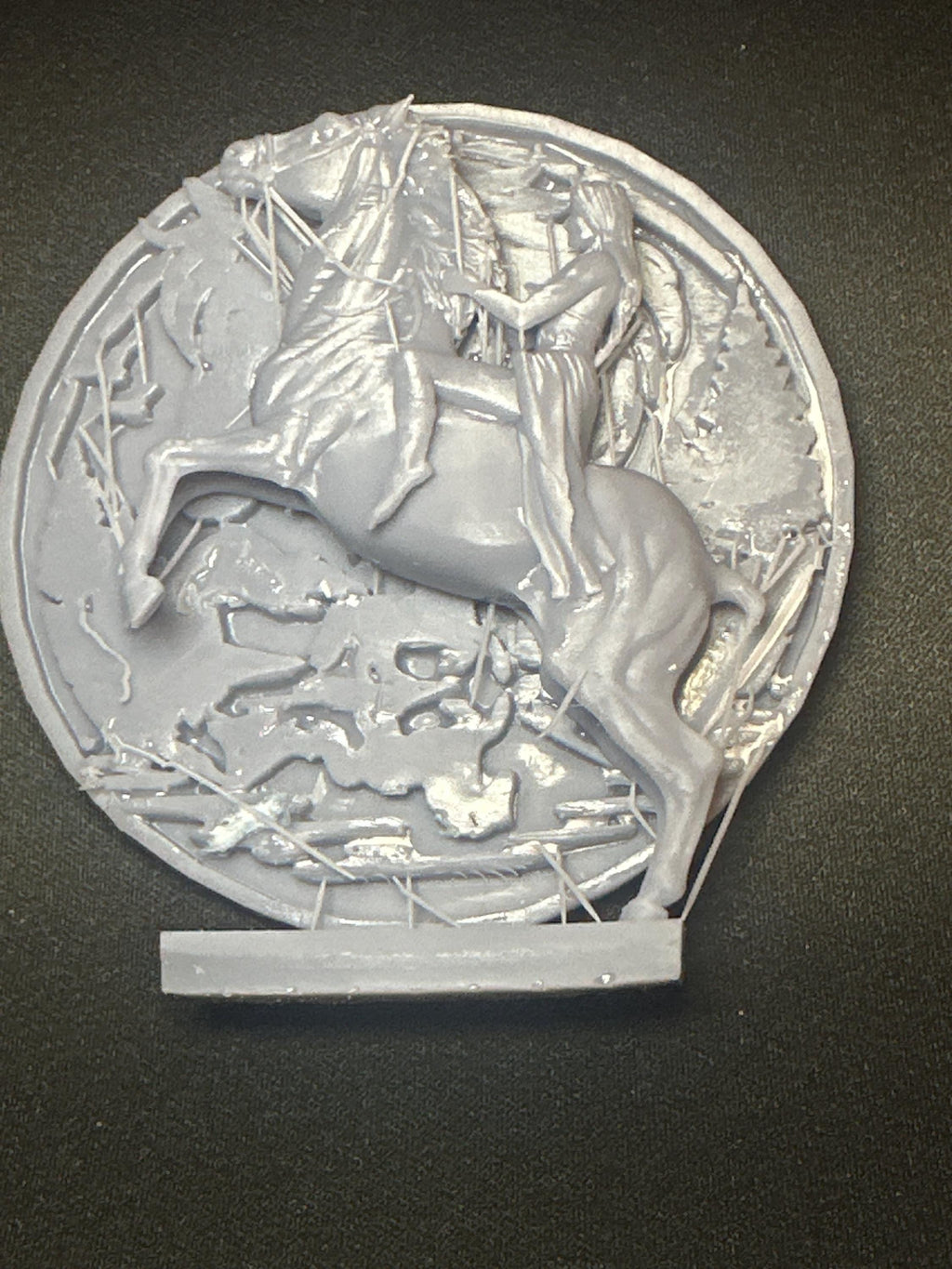 Handmade Horse and Rider Coaster – Bronze and Gold Resin Equestrian Art