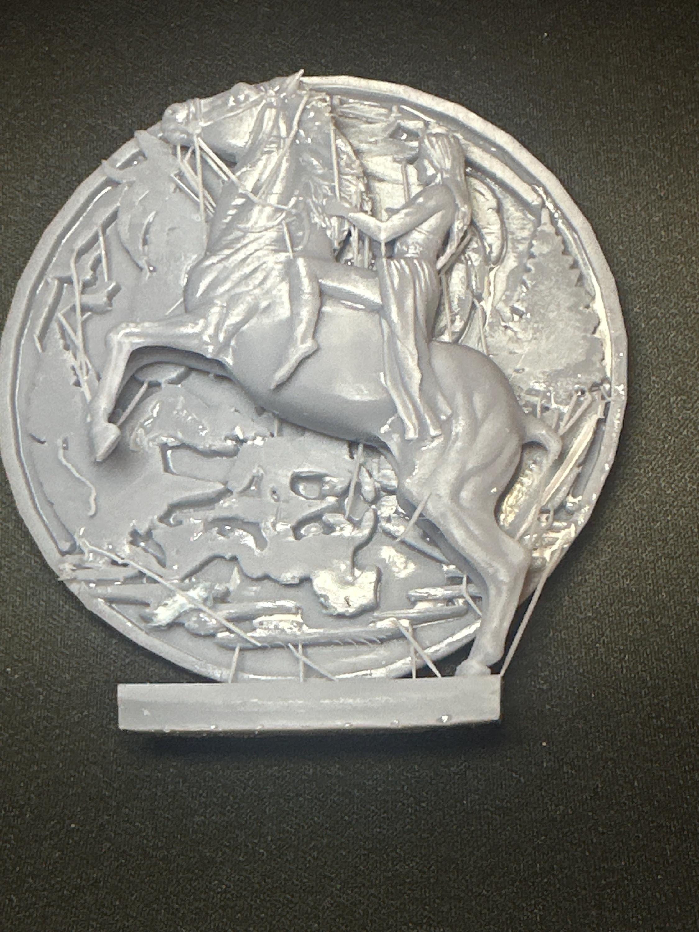 Handmade Horse and Rider Coaster – Bronze and Gold Resin Equestrian Art