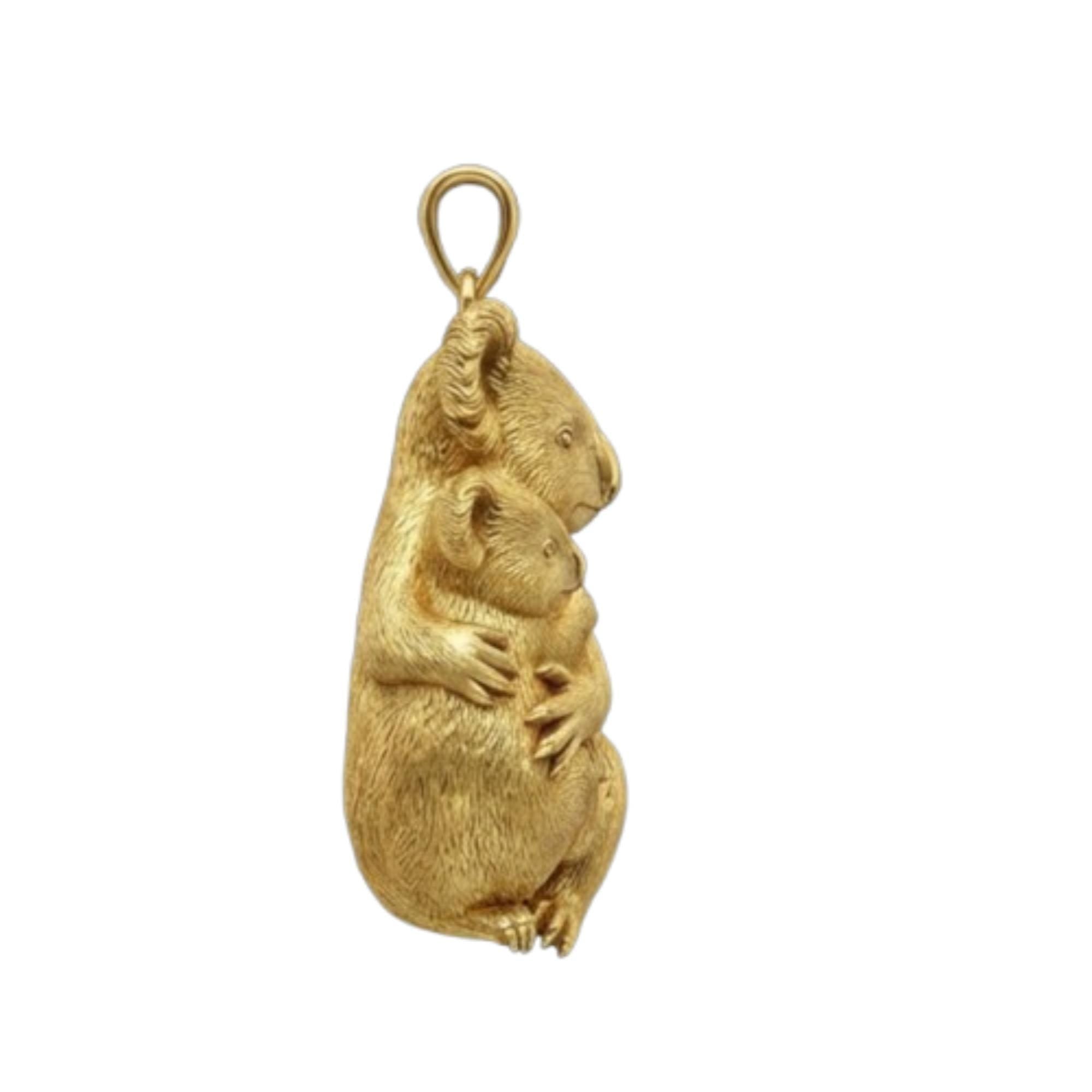 3D Koala Bear Pendant - Mother and Baby Necklace, Sterling Silver
