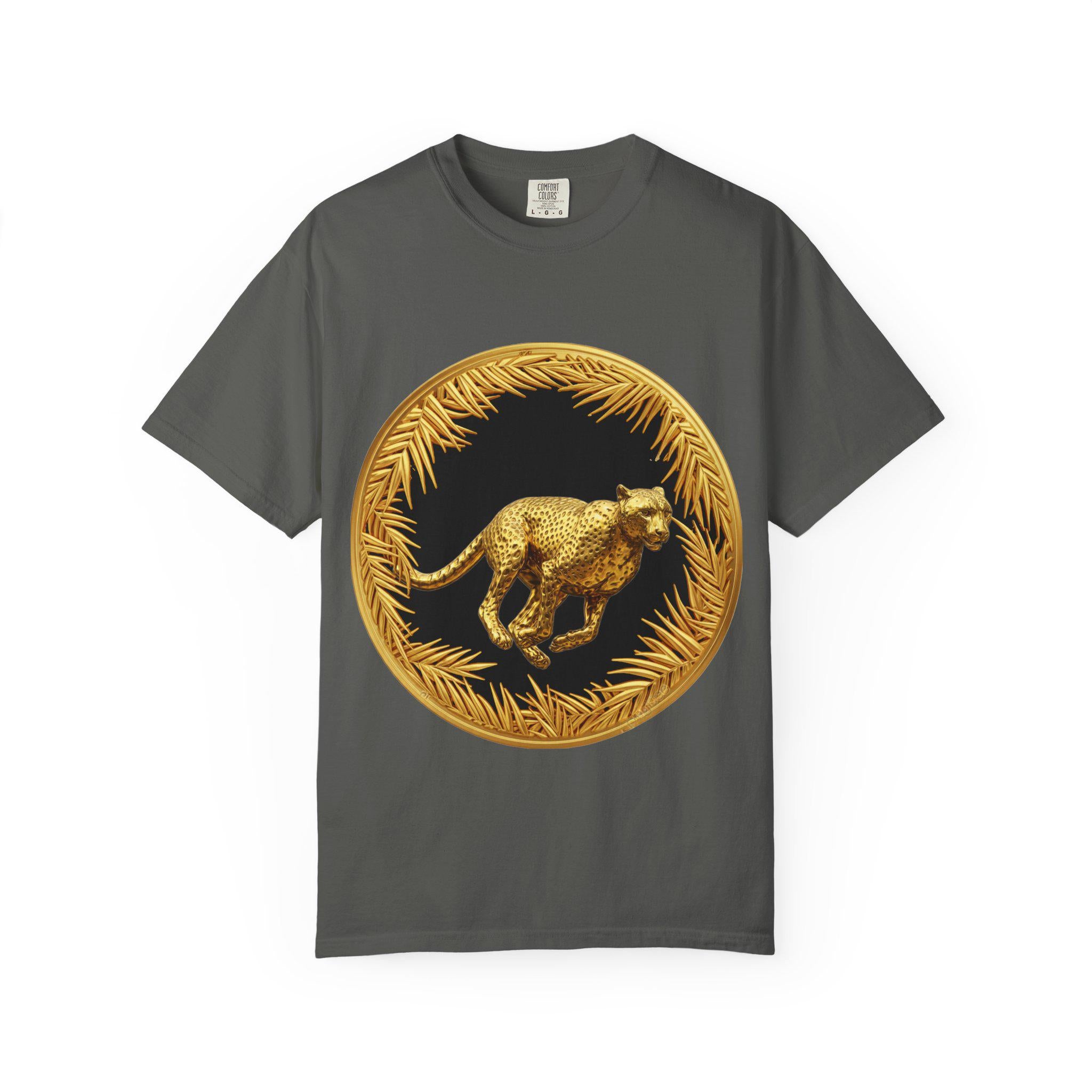 Gold Cheetah Attack Mode T-Shirt - Fierce Wildlife Design