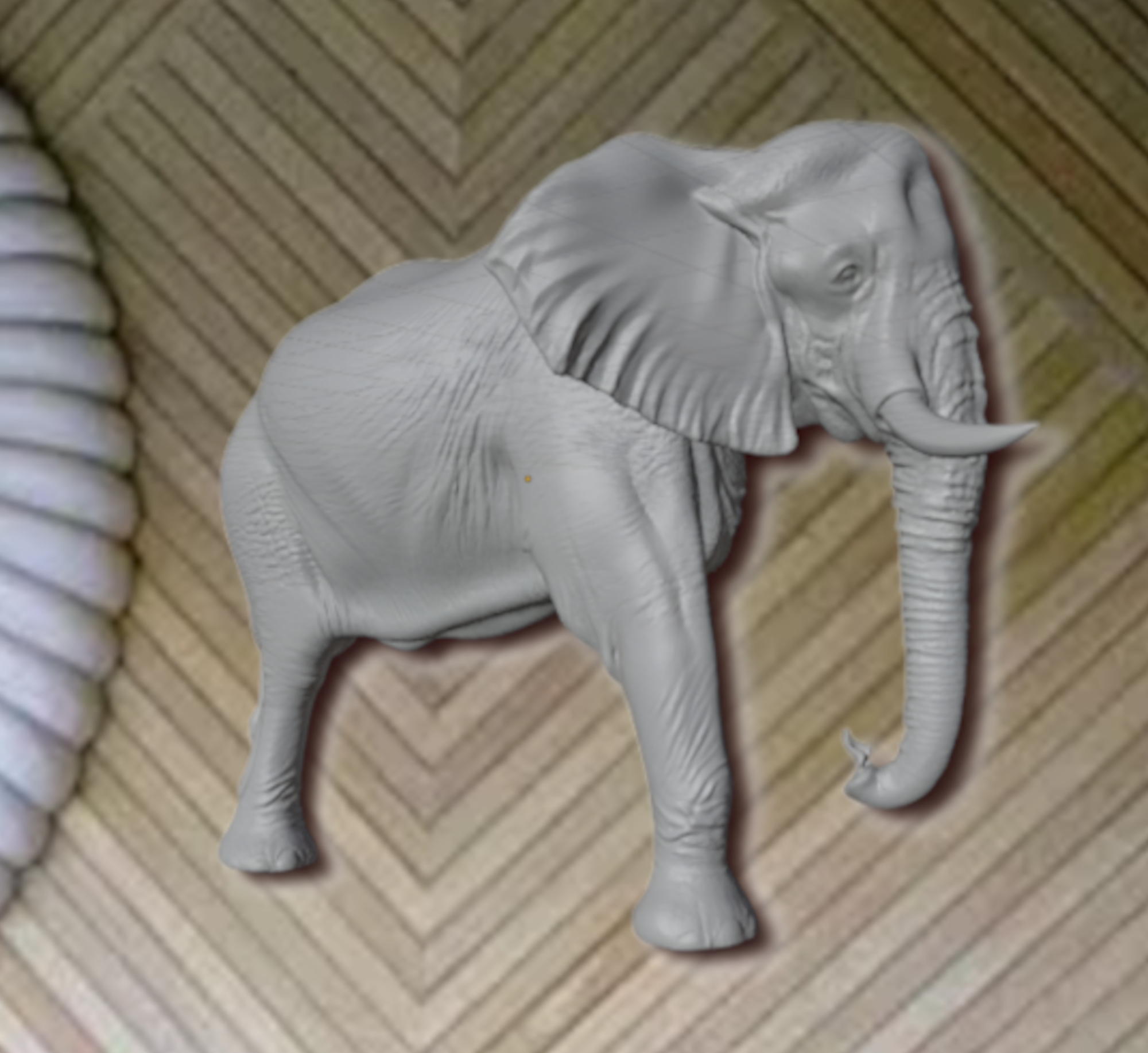 Elephant Wall Mount 3D Print | Wildlife Wall Decor | PLA Grey Sculpture | Large Animal Wall Art | 250mm Elephant Relief