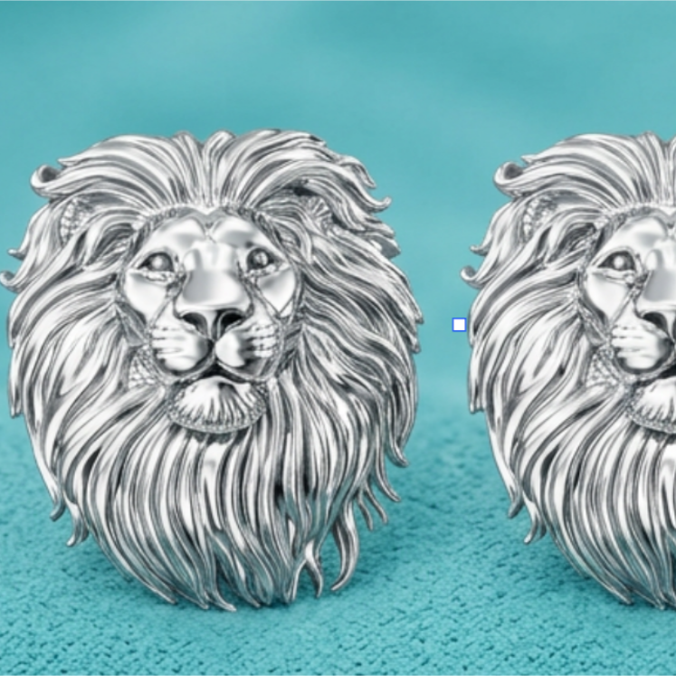 Lion Head Stud Earrings 15mm Polished Silver / Polished Brass Statement Animal Jewelry Unisex Handmade Stud Earrings