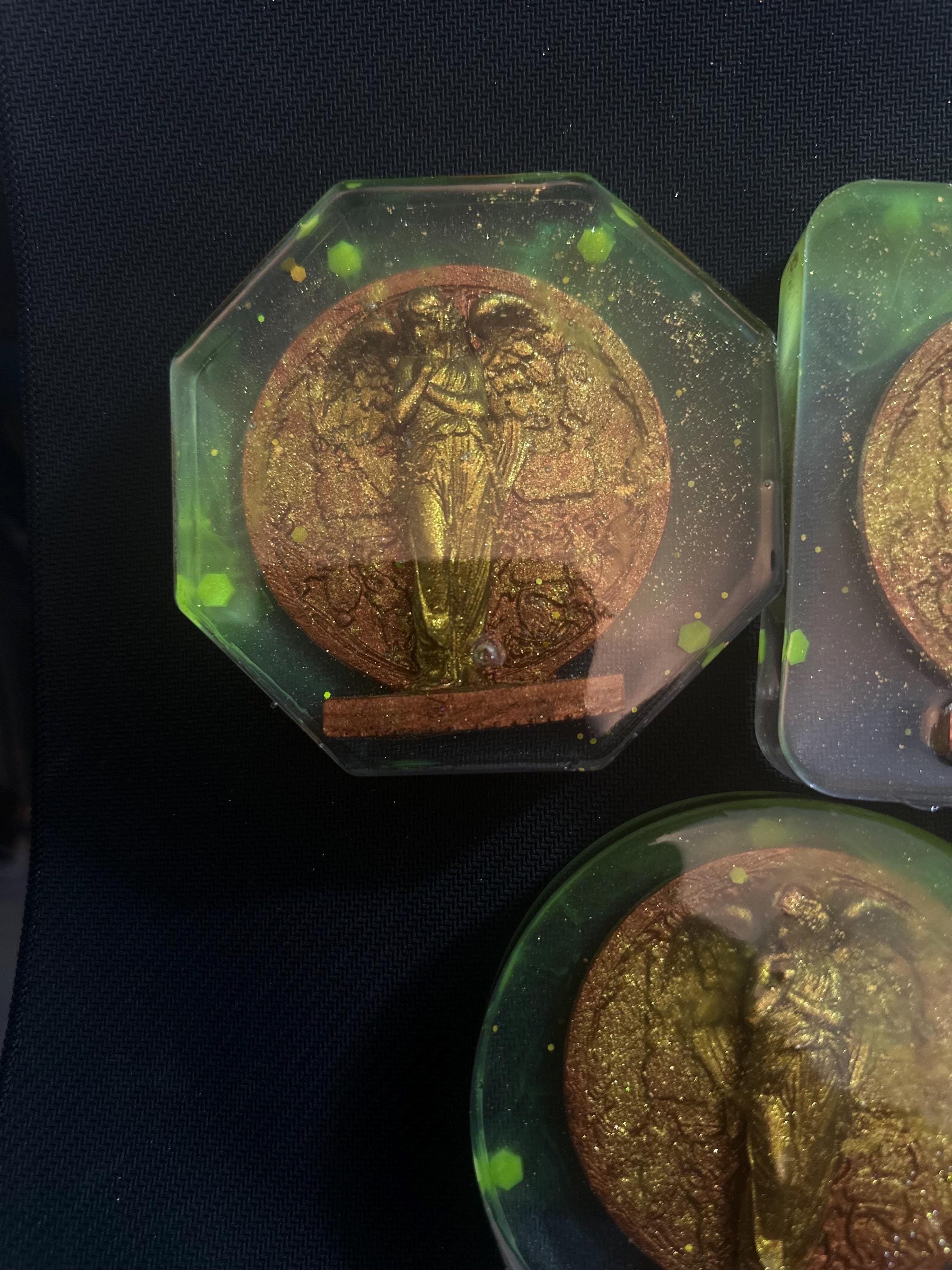 Angel with Wings Coaster Set – Glow in the Dark, Set of 3 Handmade Resin Coasters