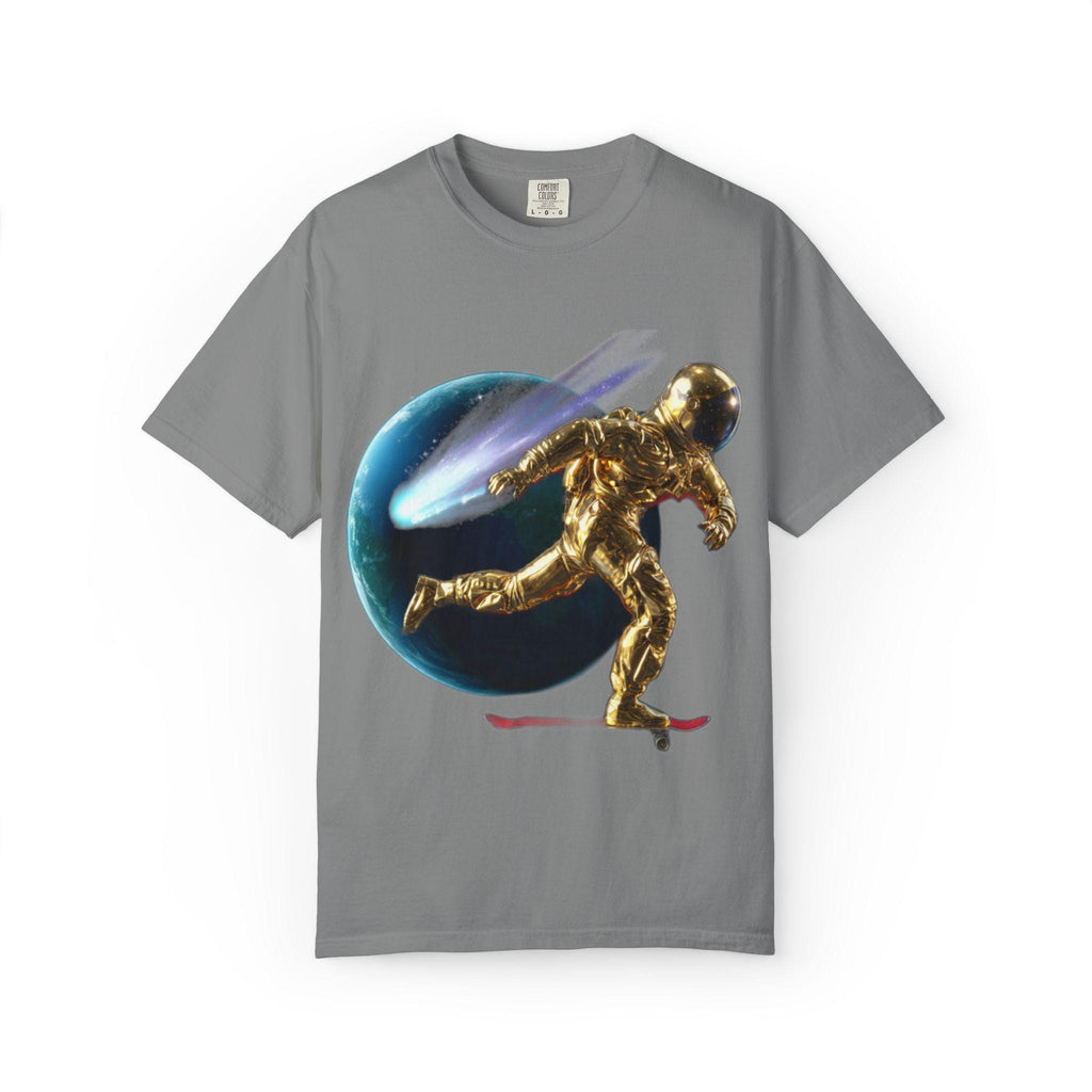 Golden Astronaut Skateboard T-Shirt | Space Planets Graphic