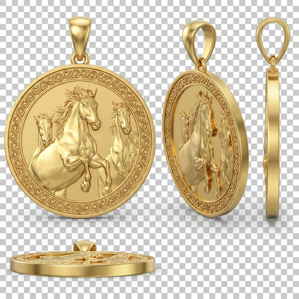 Three Horses Galloping Pendant Necklace in Gold or Sterling Silver – Dynamic Wildlife Jewelry, Elegant Horse Lover Statement Piece