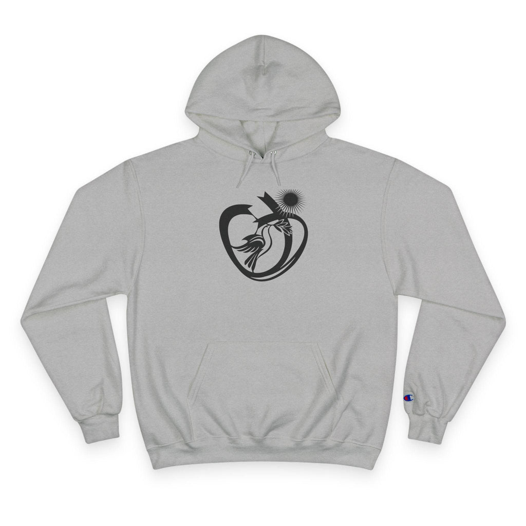 Abstract Heart Sunbird Hoodie | Minimal Monochrome Graphic