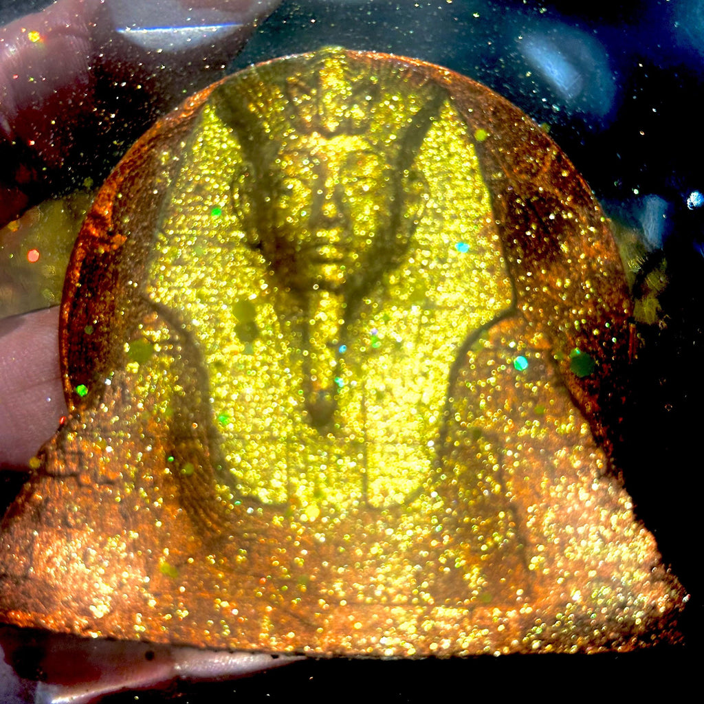 Tutankhamun Coasters | Gold Resin, Glow in the Dark | Handmade Egyptian Decor