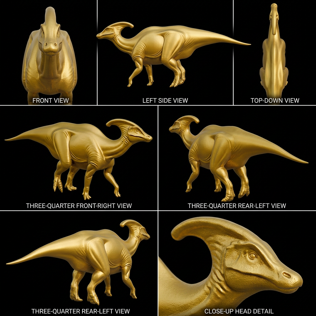 Parasaurolophus Dinosaur 3D Print (130mm) – Detailed Crest Dino Model – PLA, Nylon, Resin, TPU – Free Shipping