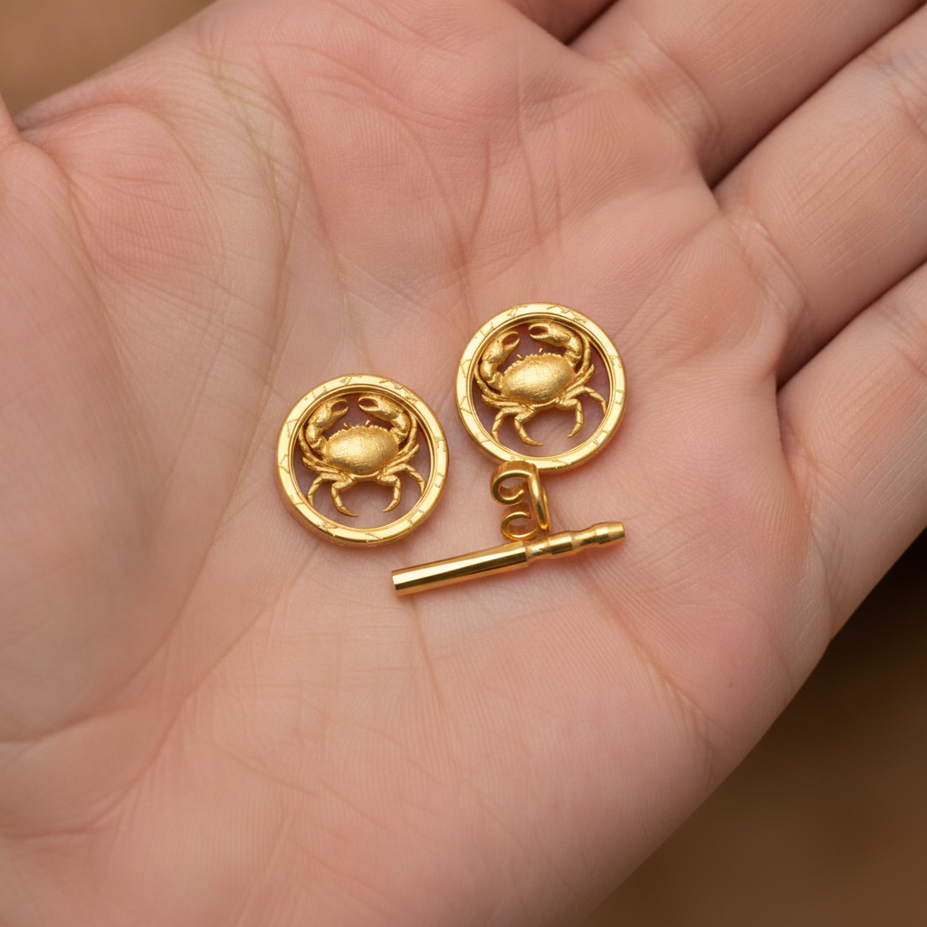 Cancer Zodiac Crab Stud Earrings, 18mm Astrology Earrings, Zodiac Constellation Studs, 9K Gold, Sterling Silver or Yellow Brass, Cancer Gift