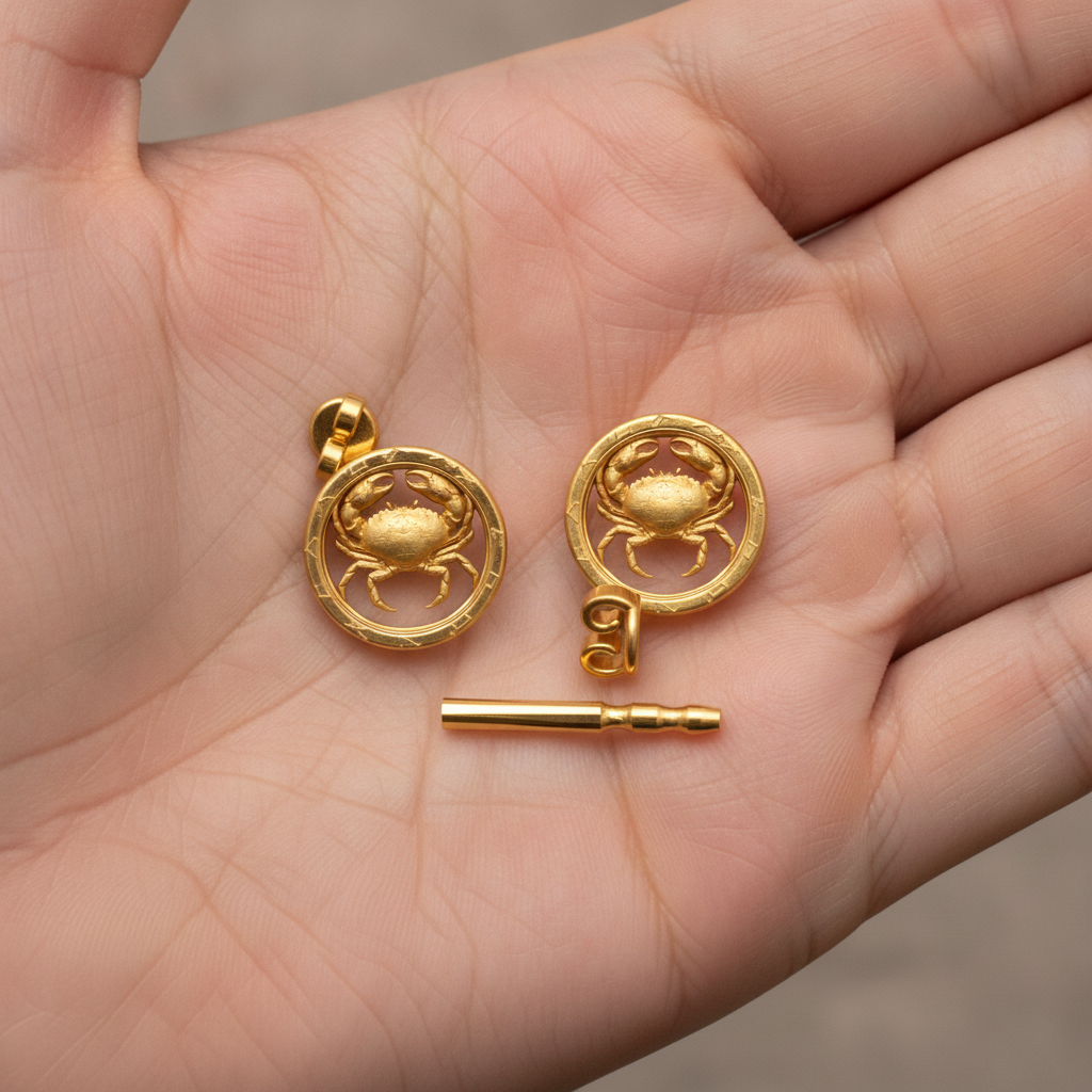 Cancer Zodiac Crab Stud Earrings, 18mm Astrology Earrings, Zodiac Constellation Studs, 9K Gold, Sterling Silver or Yellow Brass, Cancer Gift