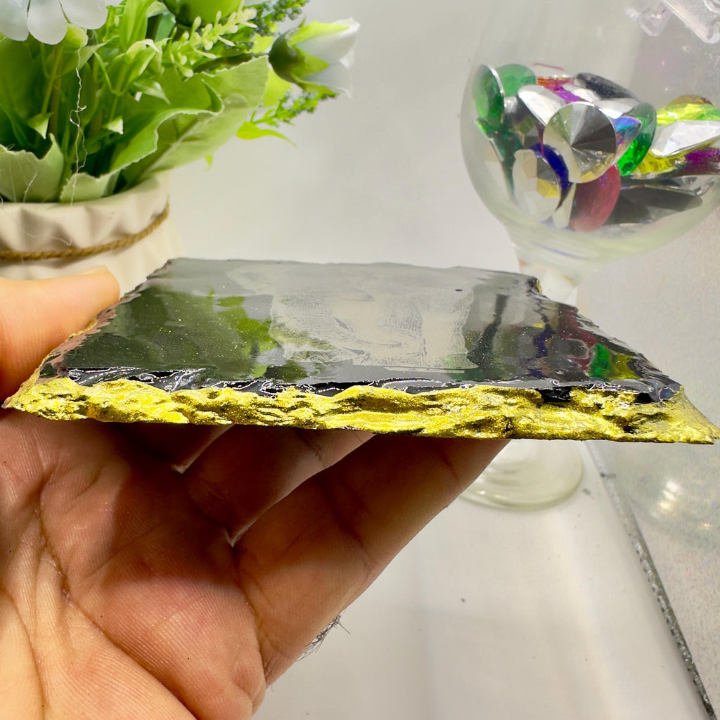 Elephant Slate Coaster Epoxy Resin Finished Handmade Natural Stone Coaster