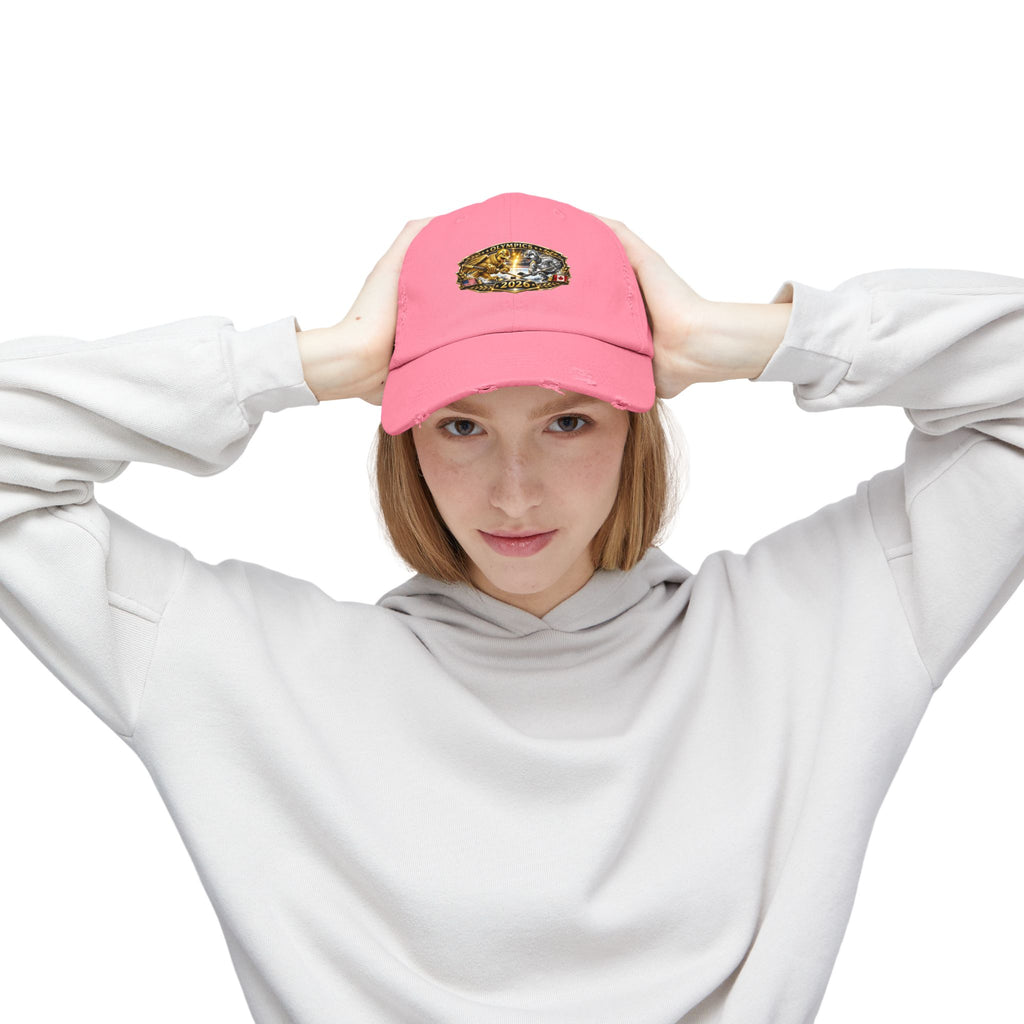 Distressed Baseball Cap — 2026 Olympic Crest Vintage Patch