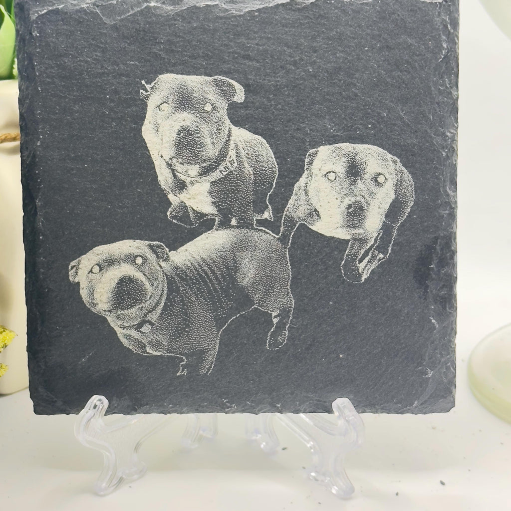 Personalised Dog Slate Coaster | Custom Pet Coaster from Photo | Engraved Dog Gift | Dog Lover Home Decor