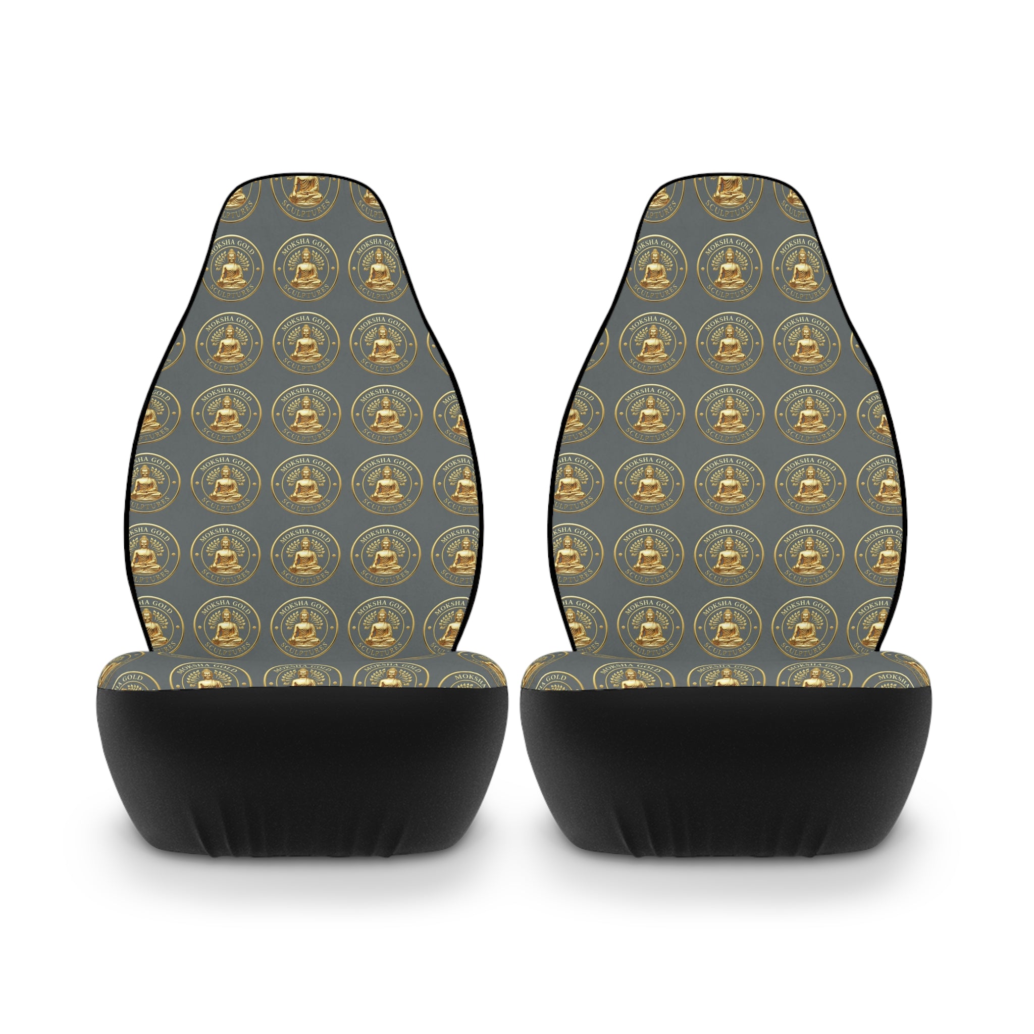 Gold Buddha Pattern Car Seat Covers — Polyester Front Seat Protector