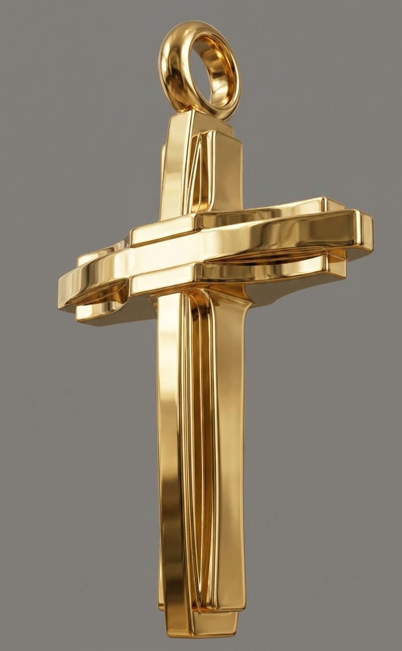 Modern Christian Cross Pendant Necklace | 18K Gold & Sterling Silver | Faith Jewellery Gift