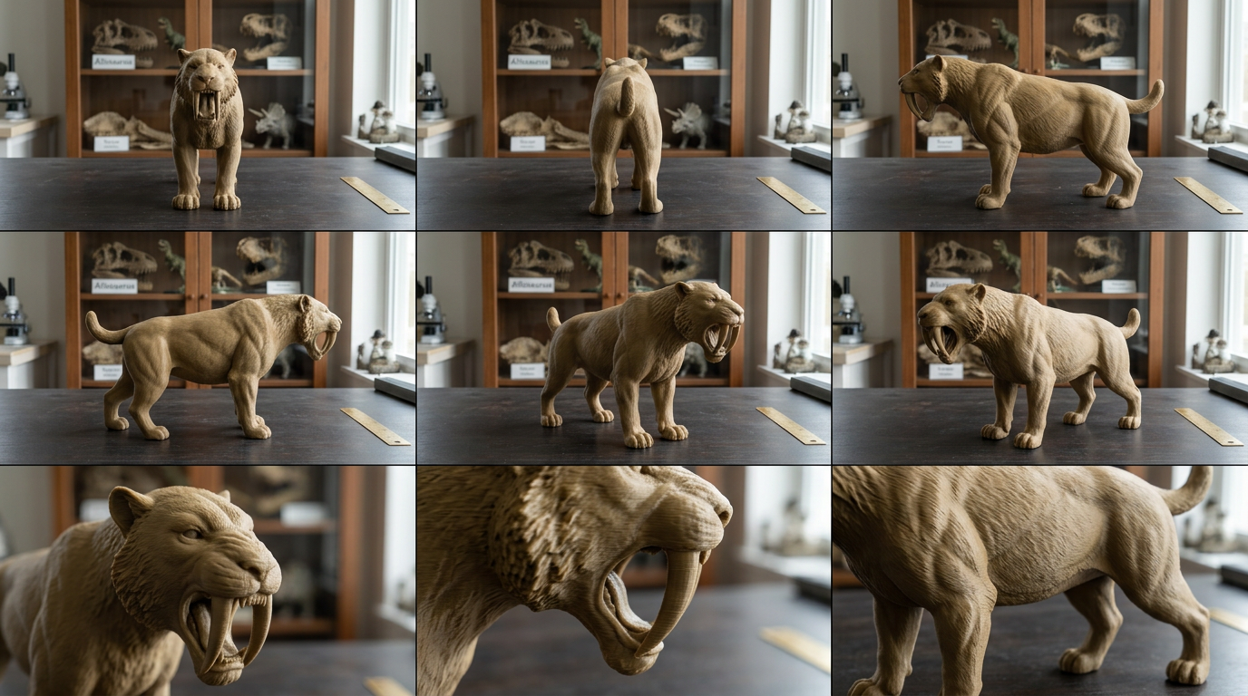 Smilodon Saber-Toothed Cat Model 3D Print | Ice Age Predator Figure | Desk Decor | Prehistoric Animal | PLA Nylon Resin | 160mm