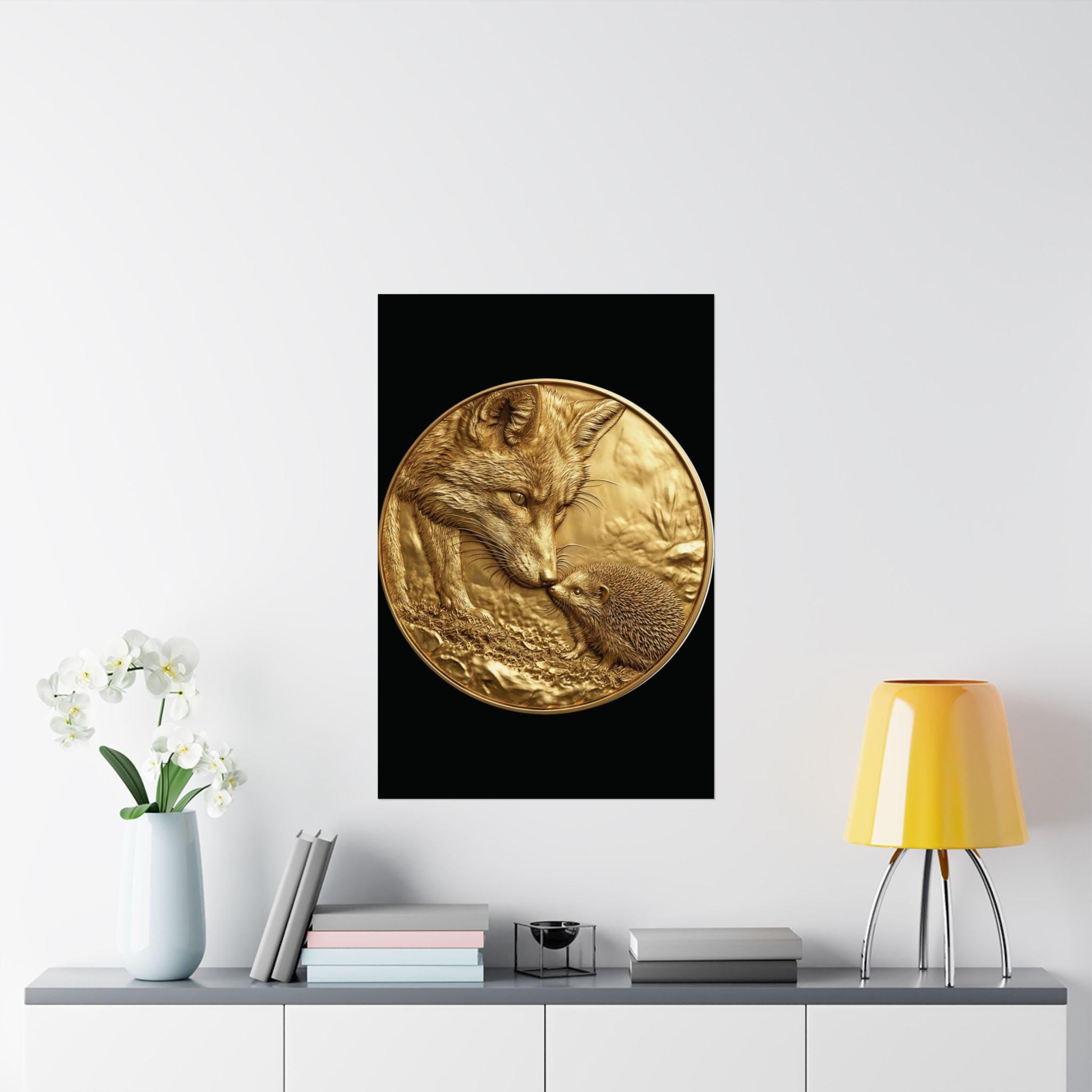 Gold Fox and Mole Print, Loving Wildlife Art