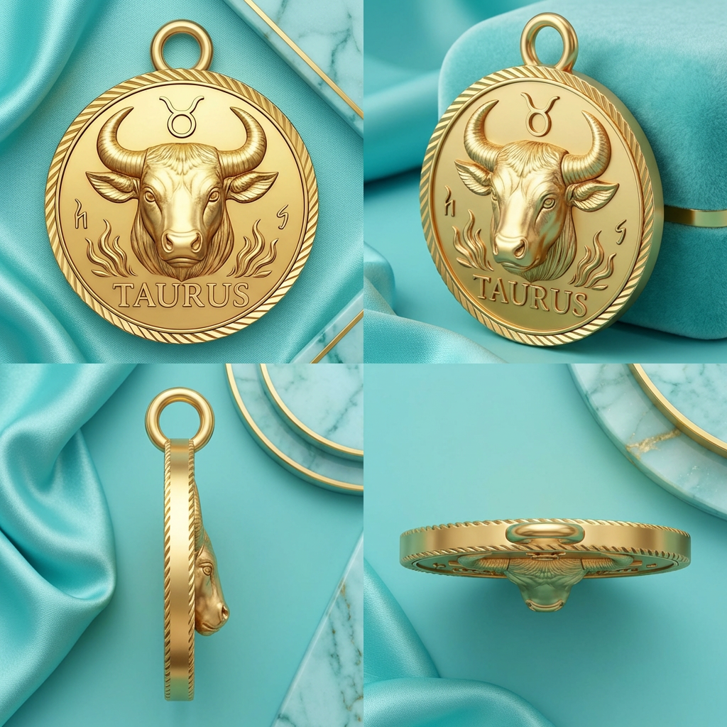 Taurus Zodiac Pendant Necklace in Gold, Silver, and Brass – 3D Bull Design with Jump Ring for Astrology Lovers