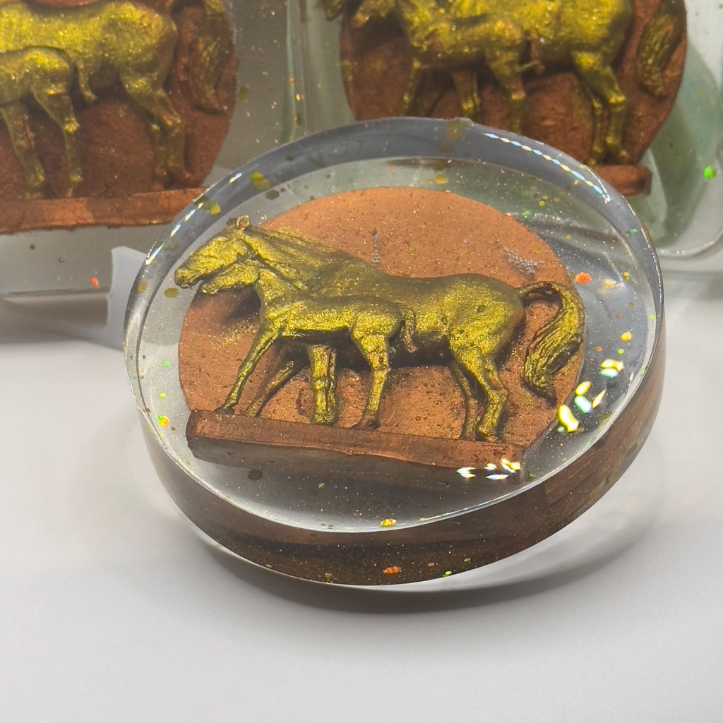 Horse with Pony Resin Coaster – Handmade Equestrian & Animal Lover Gift