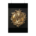 Gold Lion Tropical Frame Wall Art, Luxury Wildlife Poster
