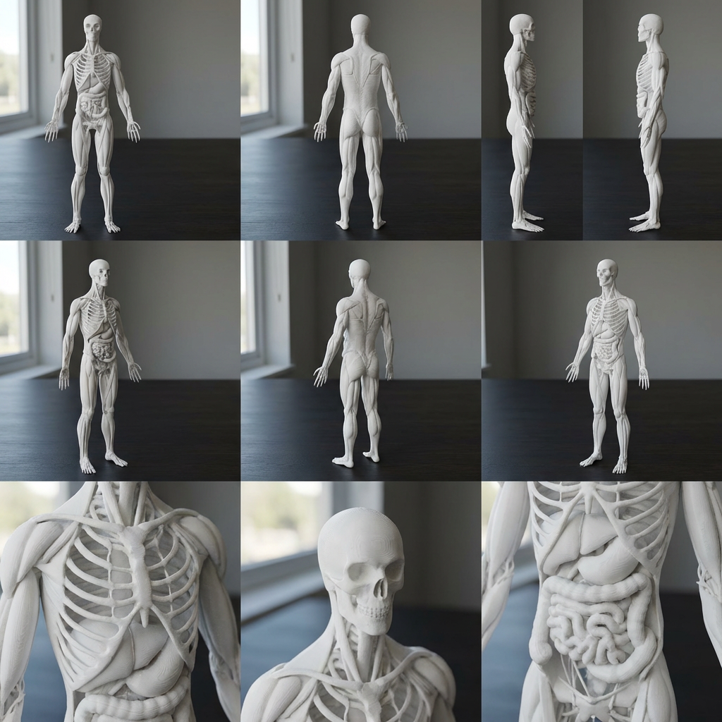 Human Anatomy Model 3D Print – Skeleton & Organs Figure | Educational Medical Model | PLA Nylon Resin | Desk Decor | Anatomy Gift