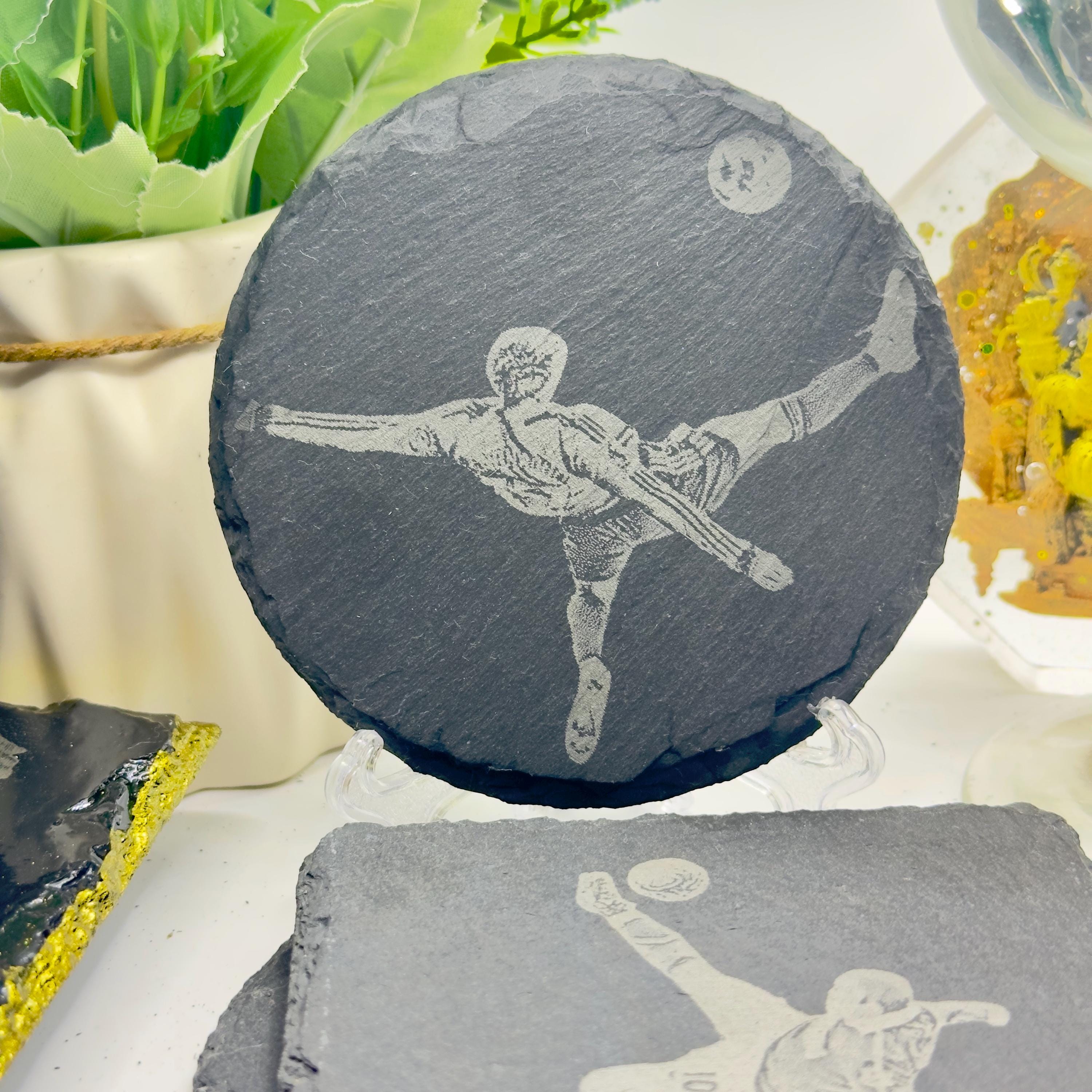 Football Player of the Month Slate Coaster | Personalised Football Award | Custom Sports Gift | Engraved Slate Coaster