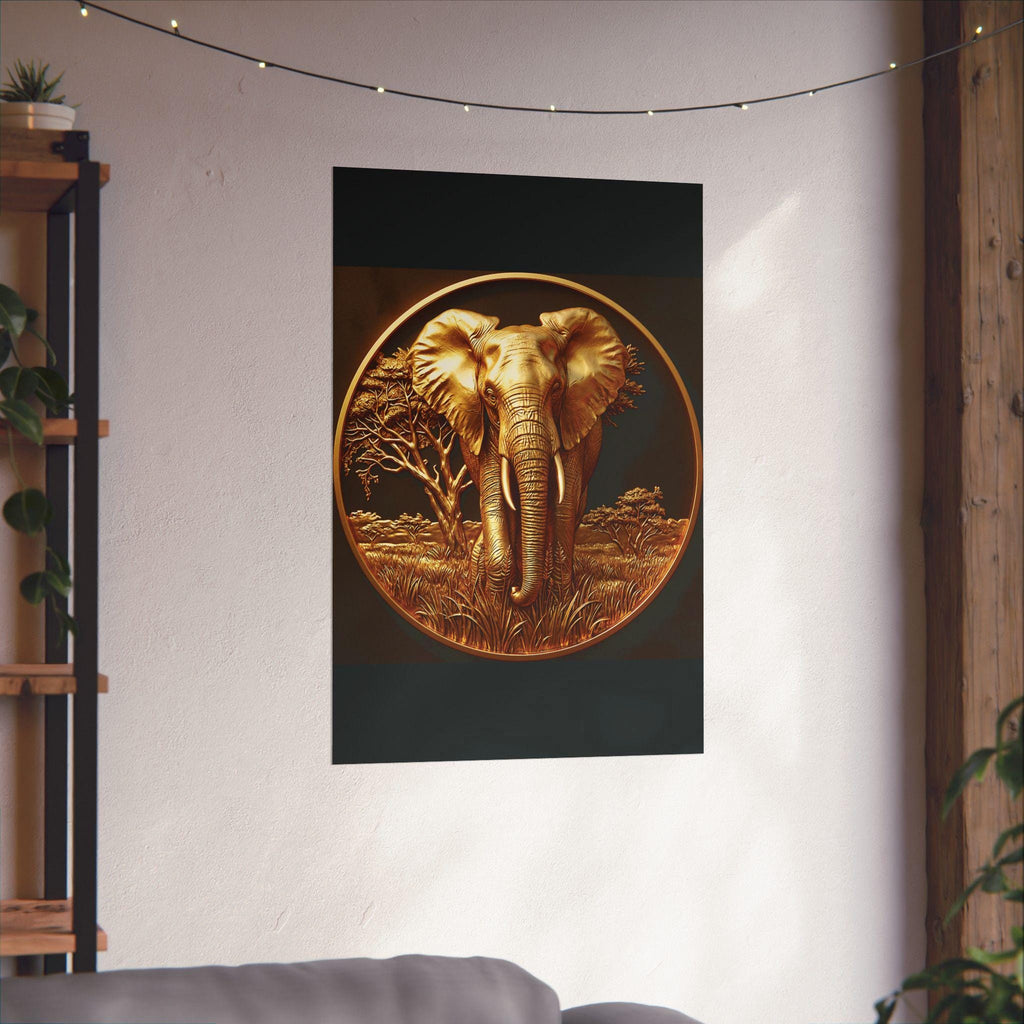 Gold Elephant Wall Art, Savannah Wildlife Poster, Luxury Animal Home Decor, Majestic Elephant Print
