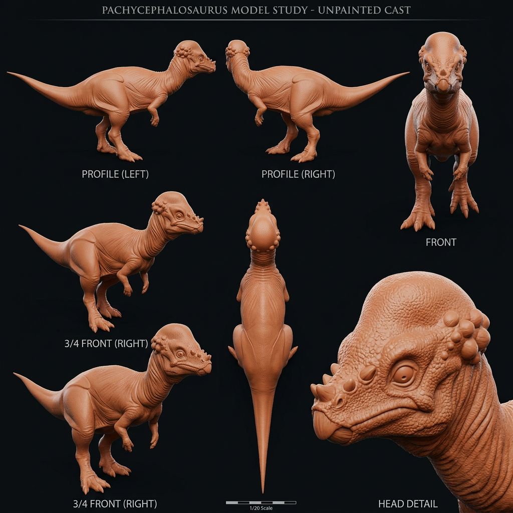Pachycephalosaurus Dinosaur 3D Print (130mm) – Dome Head Dino Model – PLA, Nylon, Resin, TPU – Desk Decor Gift