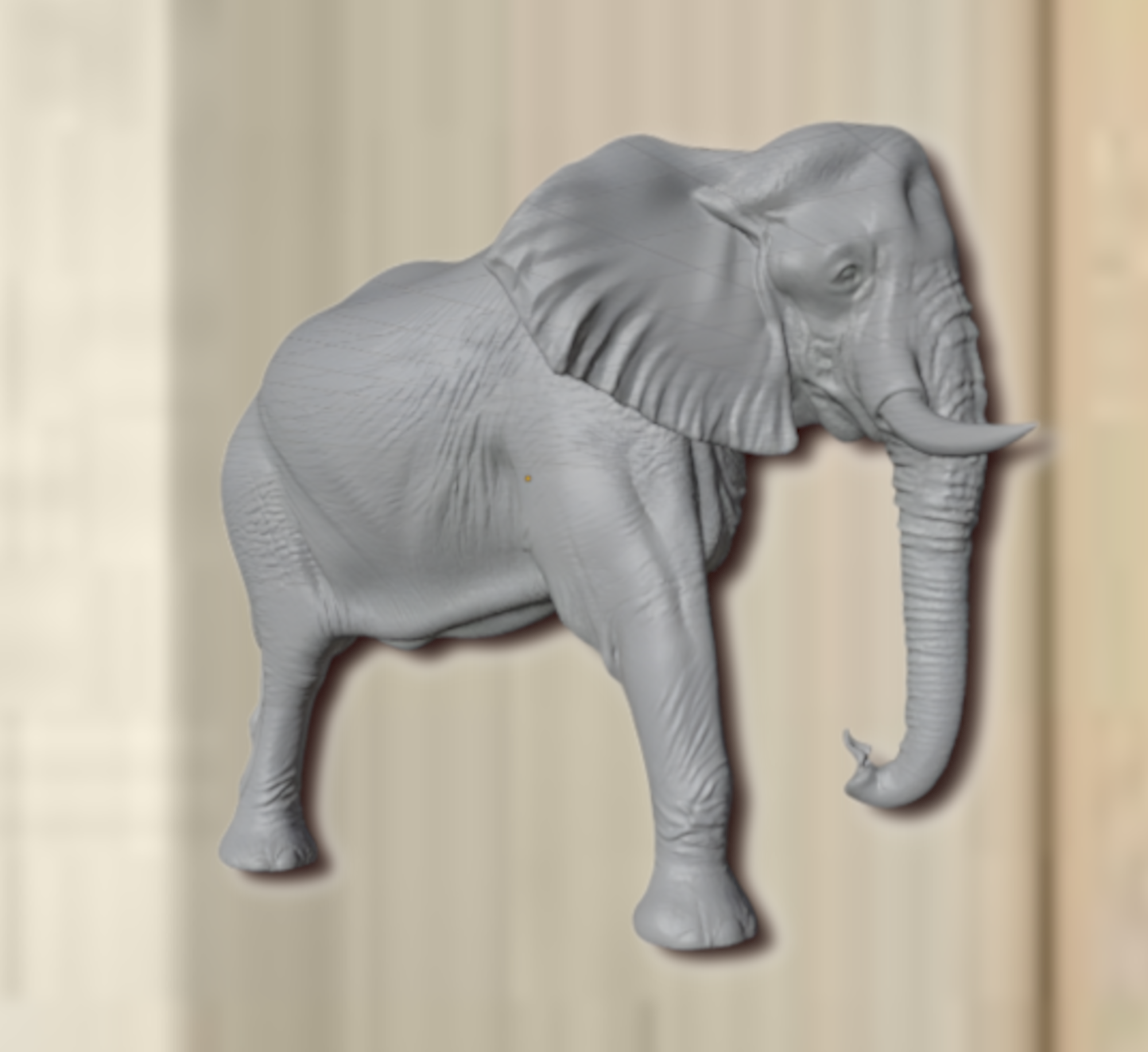 Elephant Wall Mount 3D Print | Wildlife Wall Decor | PLA Grey Sculpture | Large Animal Wall Art | 250mm Elephant Relief