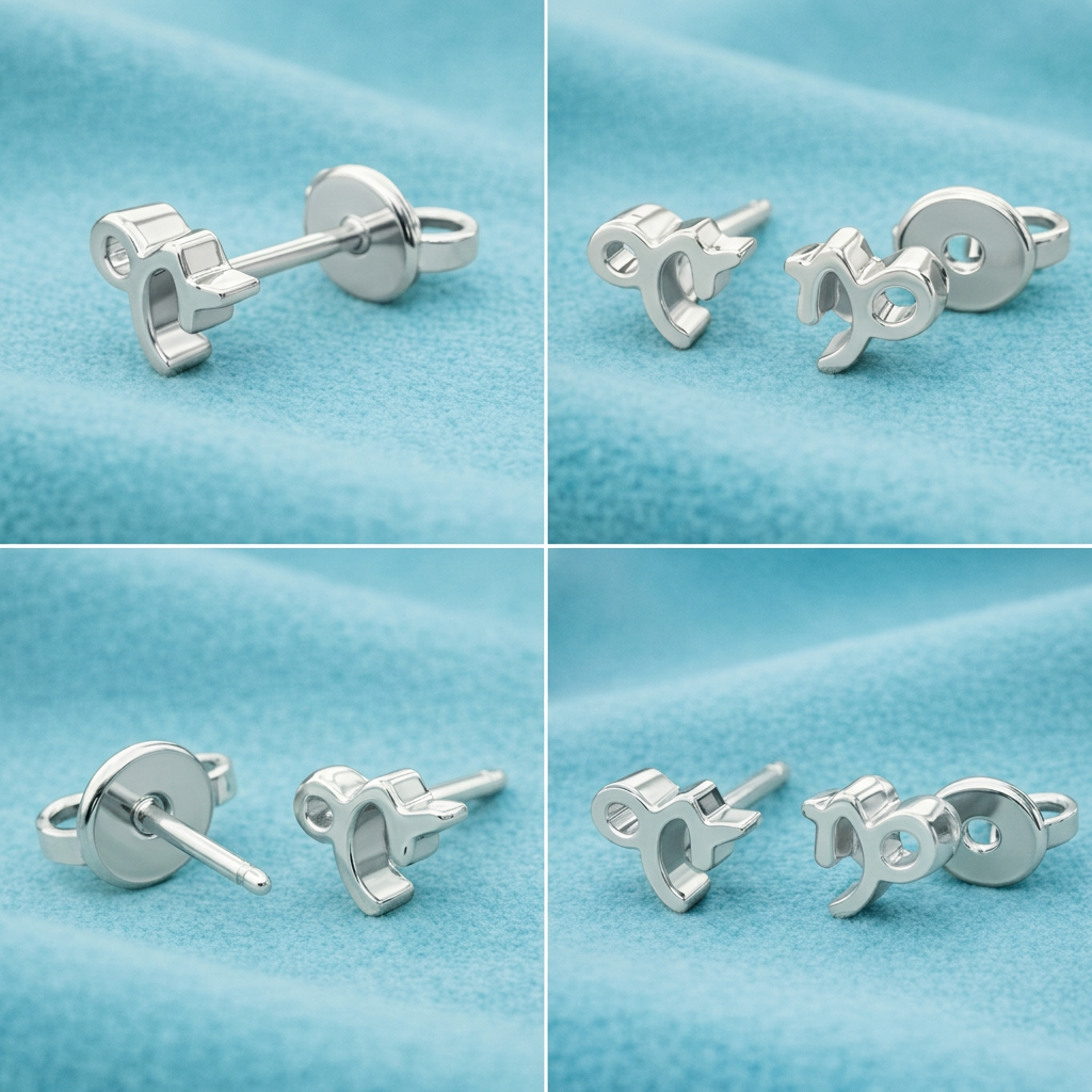 Solid gold Capricorn earrings rose gold vermeil zodiac birthday gift
