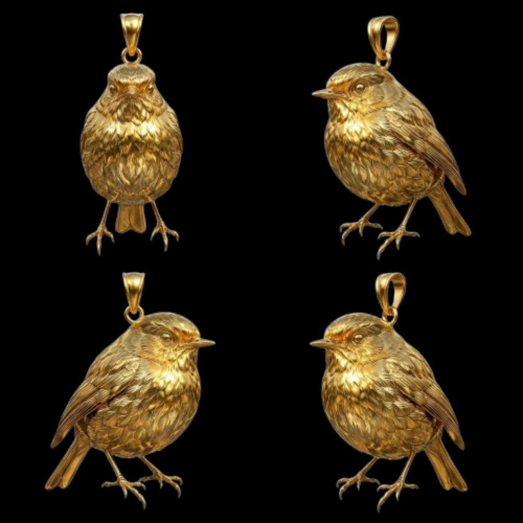 3D Robin Bird Pendant – Gold or Sterling Silver Necklace, Symbol of Hope