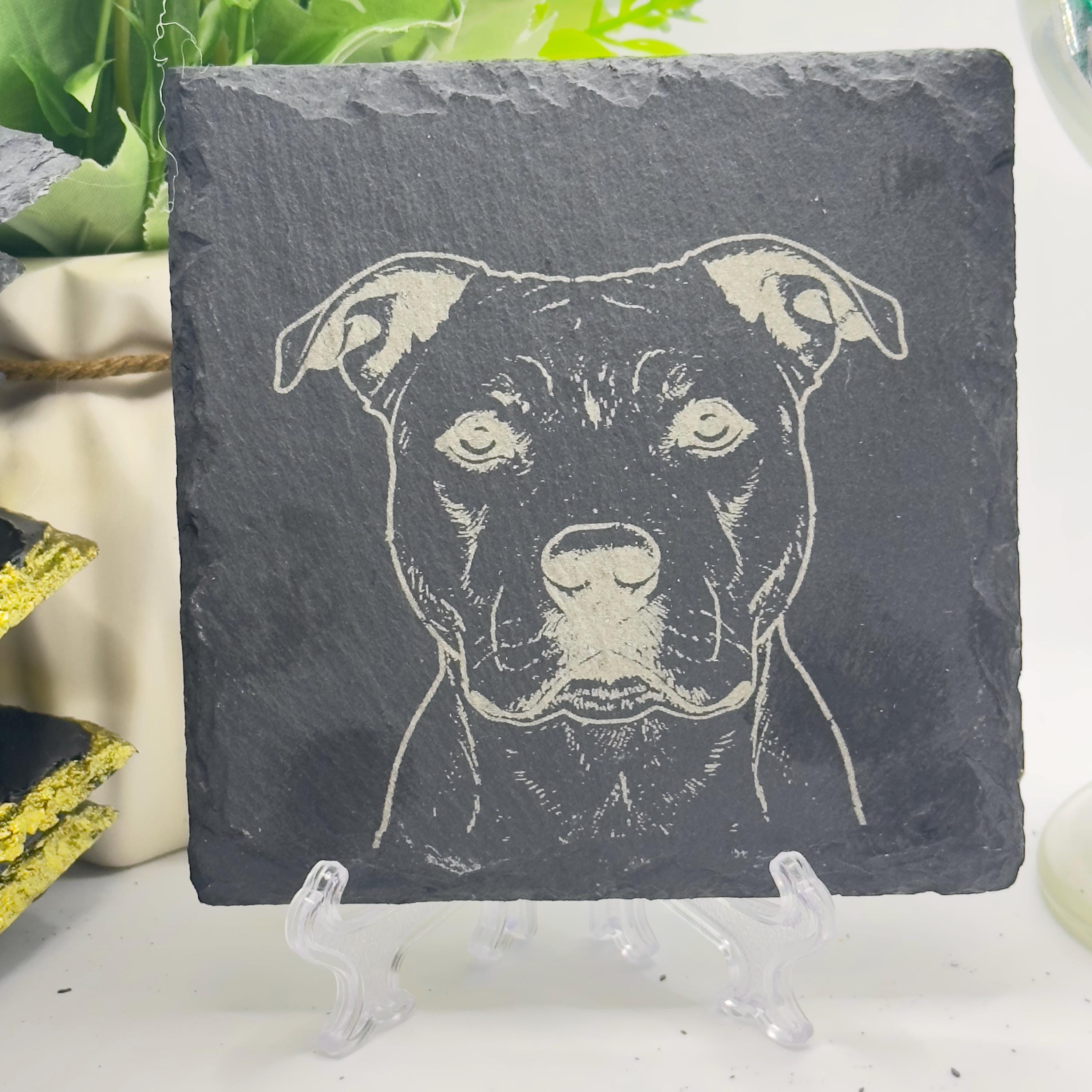Personalised Dog Slate Coaster | Custom Pet Coaster from Photo | Engraved Dog Gift | Dog Lover Home Decor