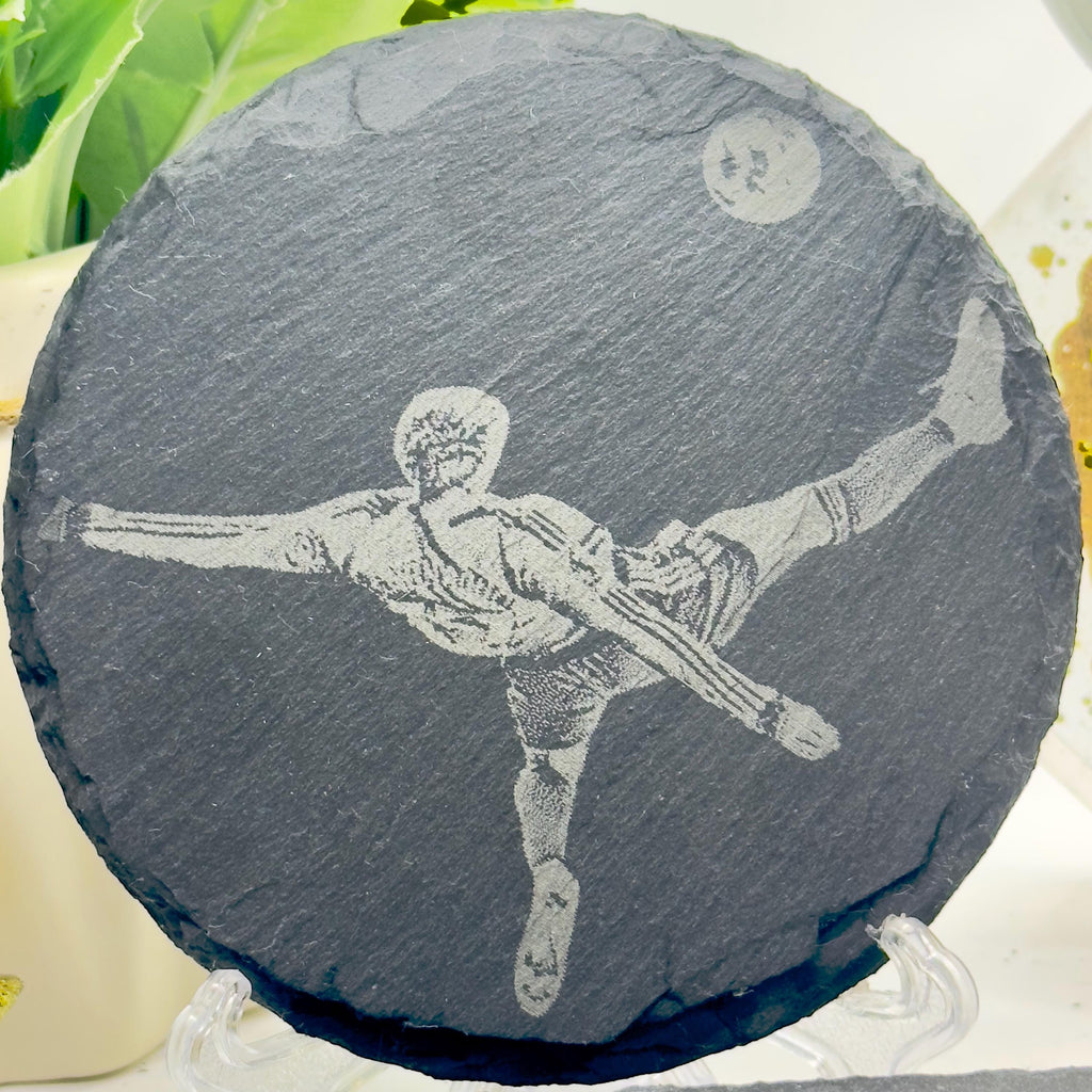 Football Player of the Month Slate Coaster | Personalised Football Award | Custom Sports Gift | Engraved Slate Coaster