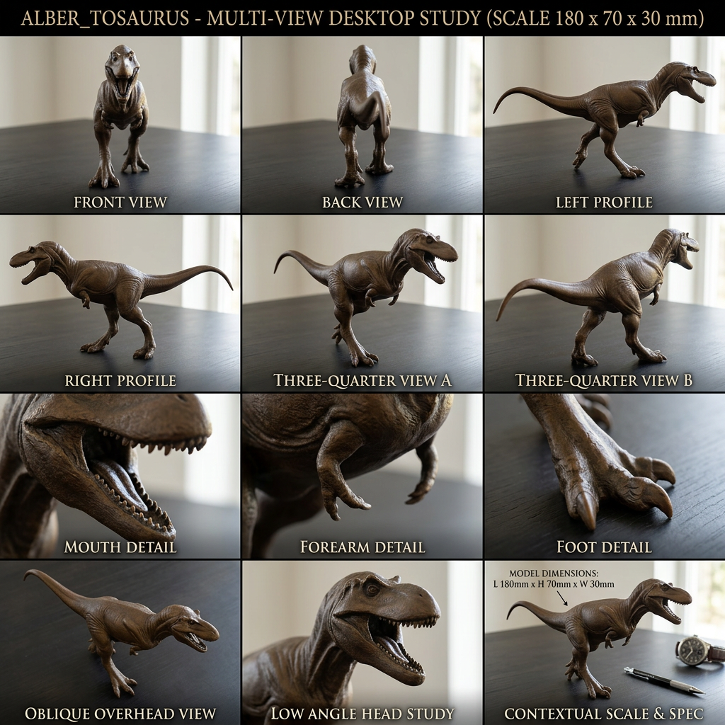 Albertosaurus 3D Print Dinosaur Model | Mini Dinosaur Figure | Fossil Replica | Desk Decor | Dino Gift | PLA Nylon Resin | 180mm Model
