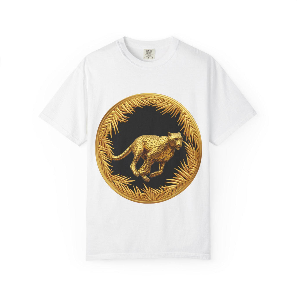 Gold Cheetah Attack Mode T-Shirt - Fierce Wildlife Design