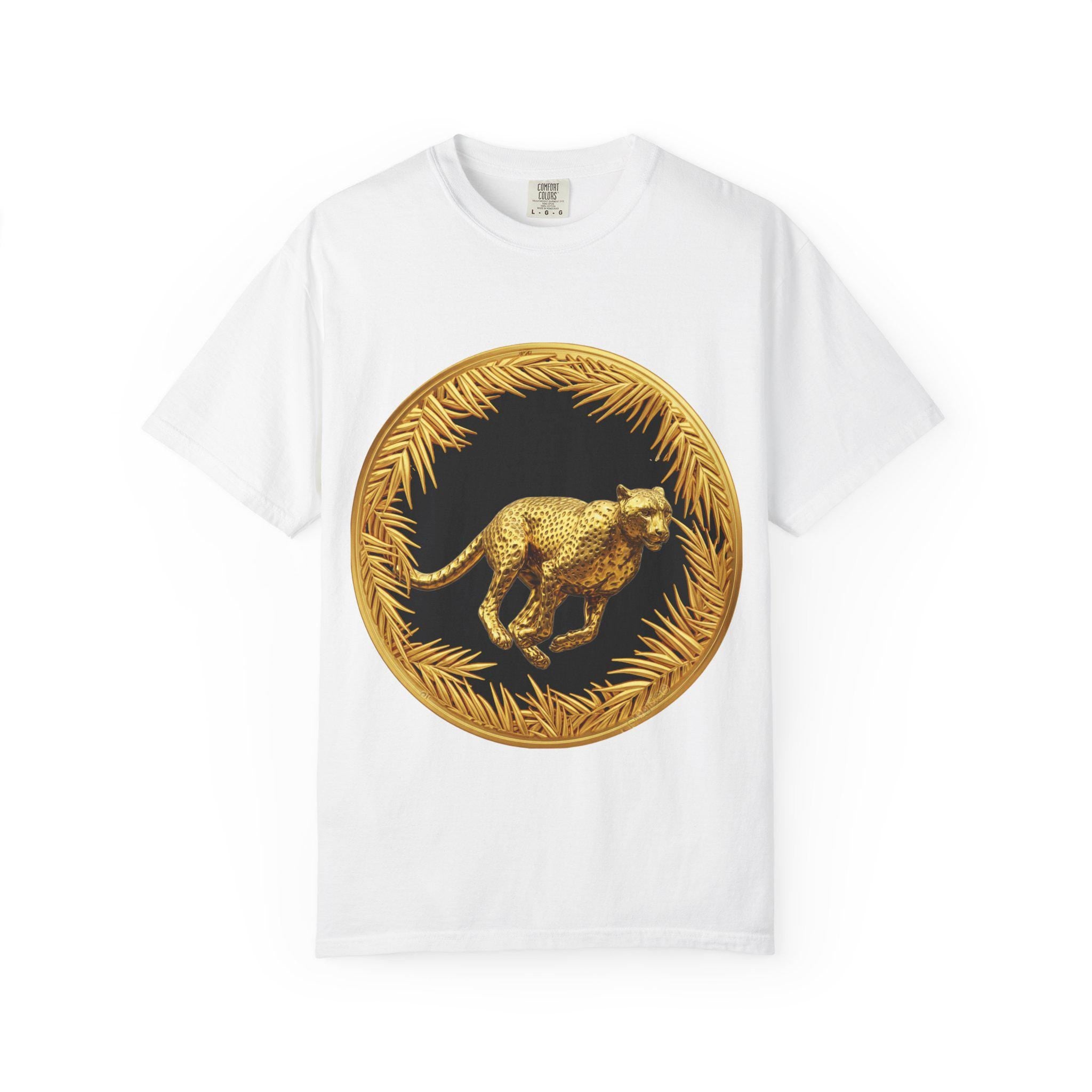 Gold Cheetah Attack Mode T-Shirt - Fierce Wildlife Design