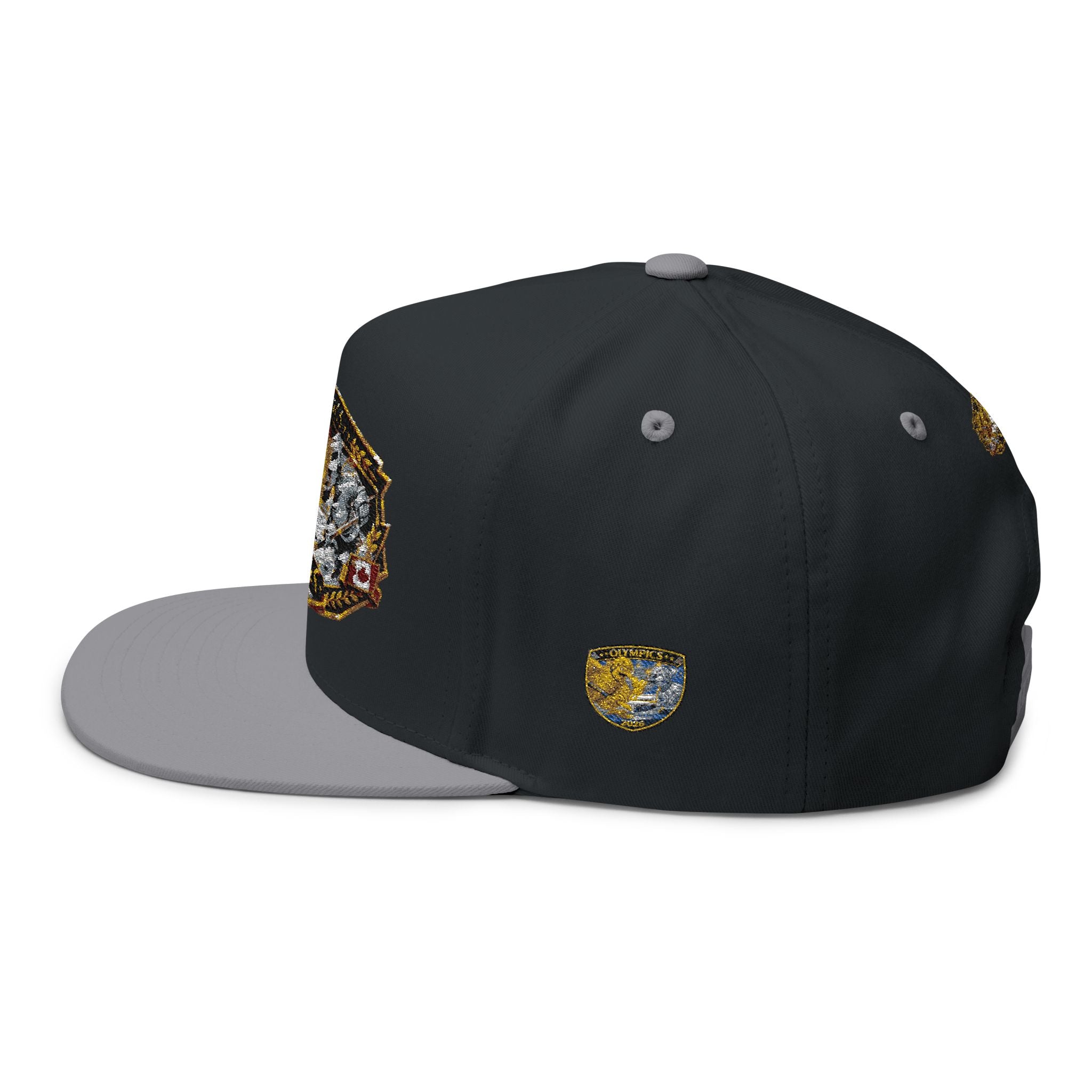 Embroidered 2020 Olympics Flat Bill Cap — Gold Laurel Athlete Patch