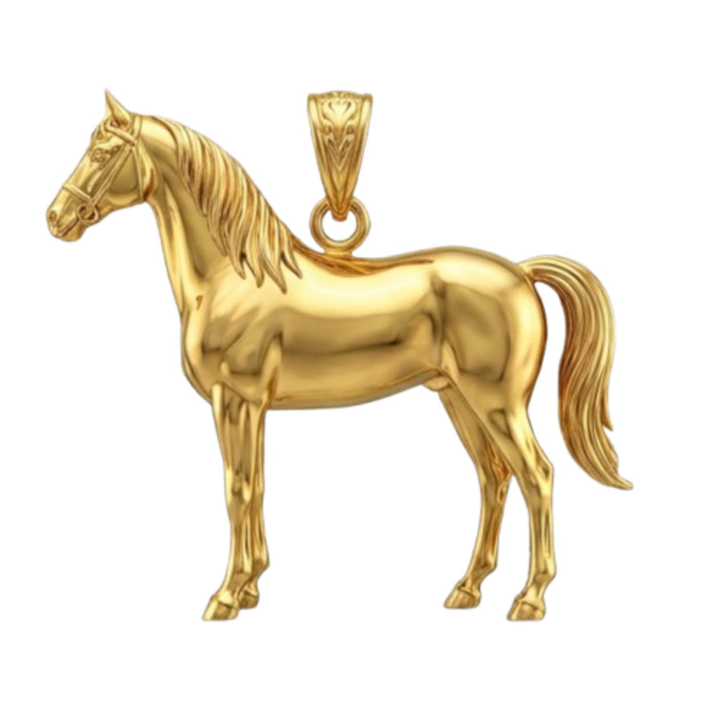 3D Horse Pendant Necklace – Gold or Sterling Silver Equestrian Jewelry