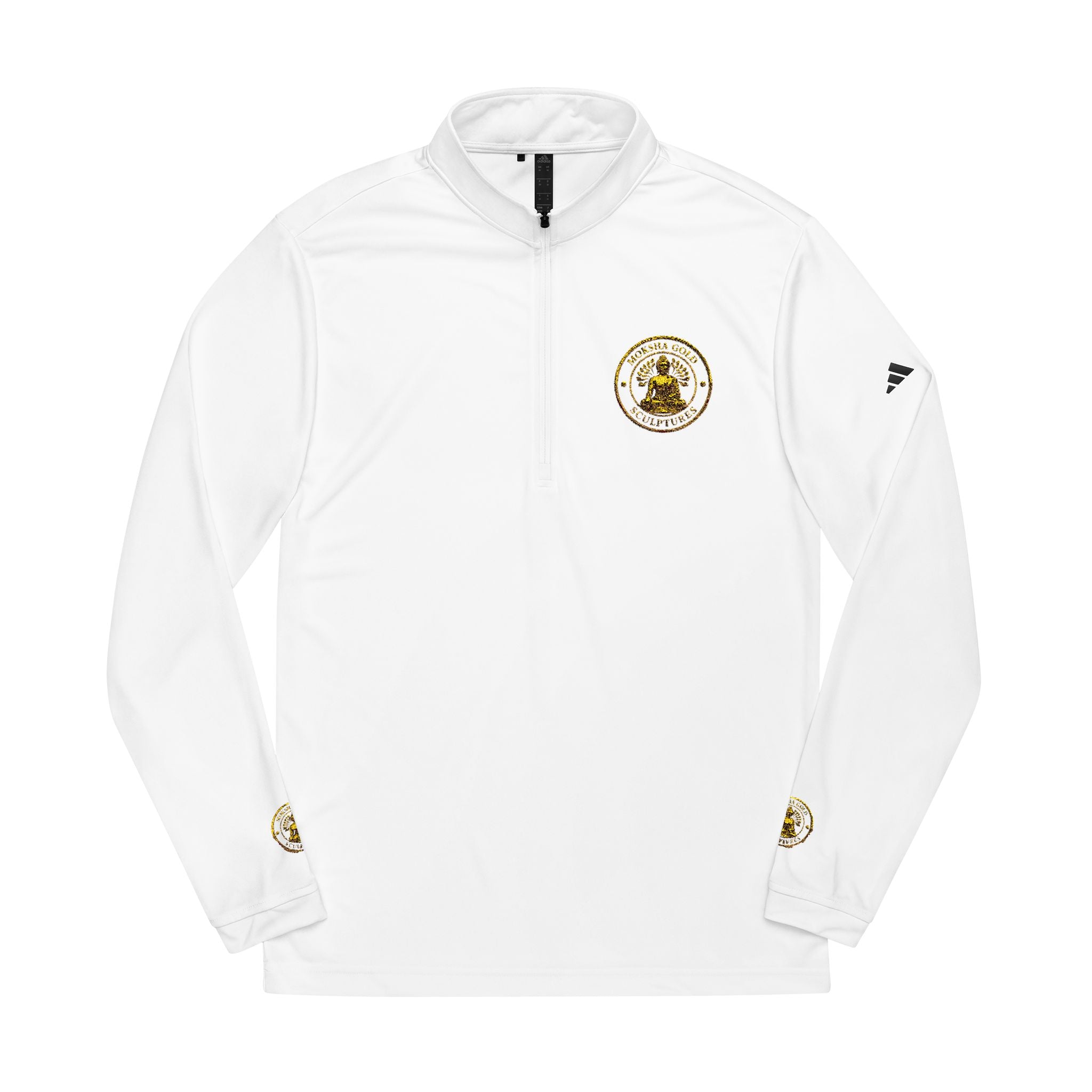 Embroidered adidas Quarter-Zip Pullover — White Performance Jacket with Crest